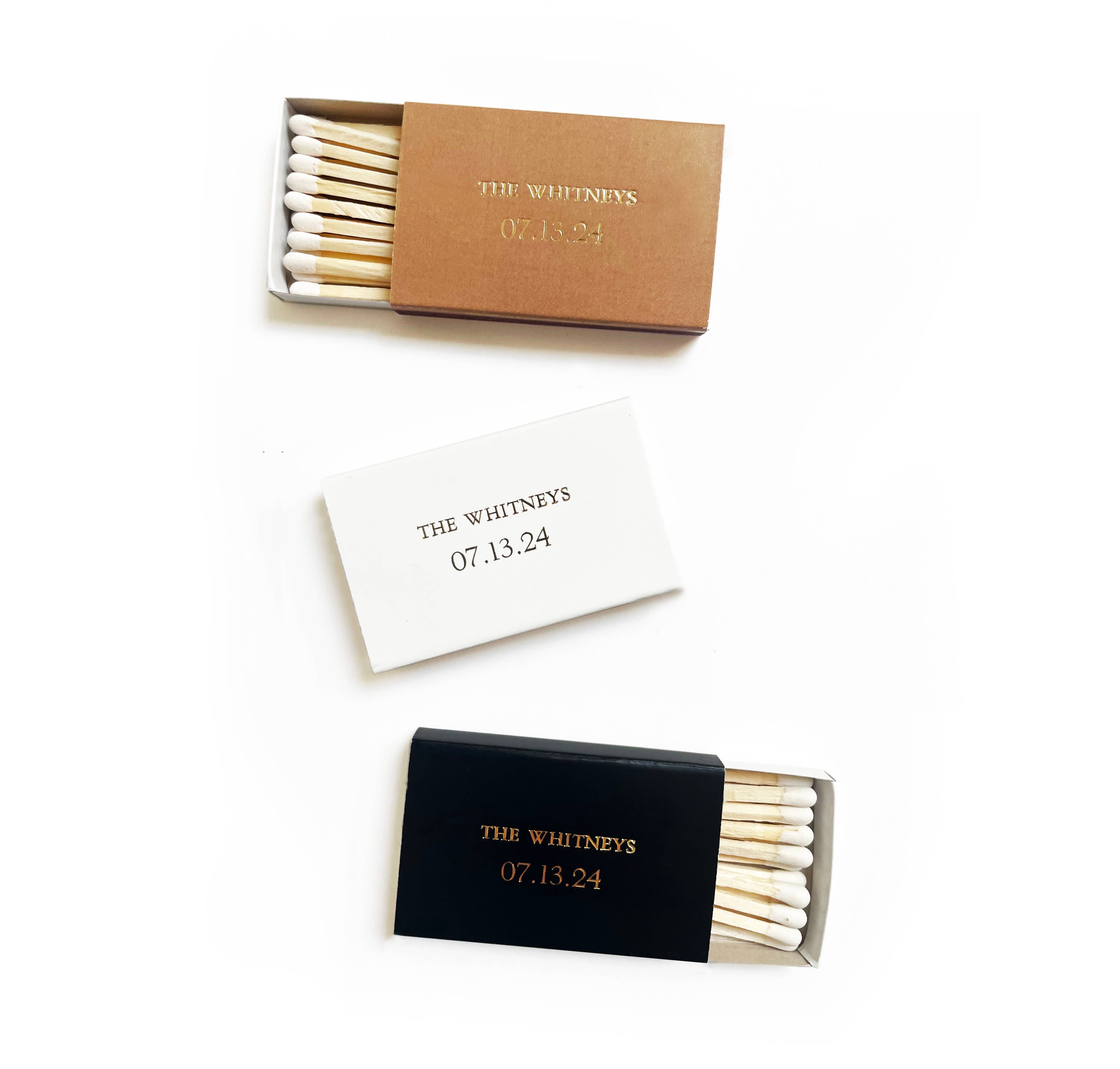 Custom Text DOUBLE-SIDED Foil Emboss Matchbox | Smaller Font
