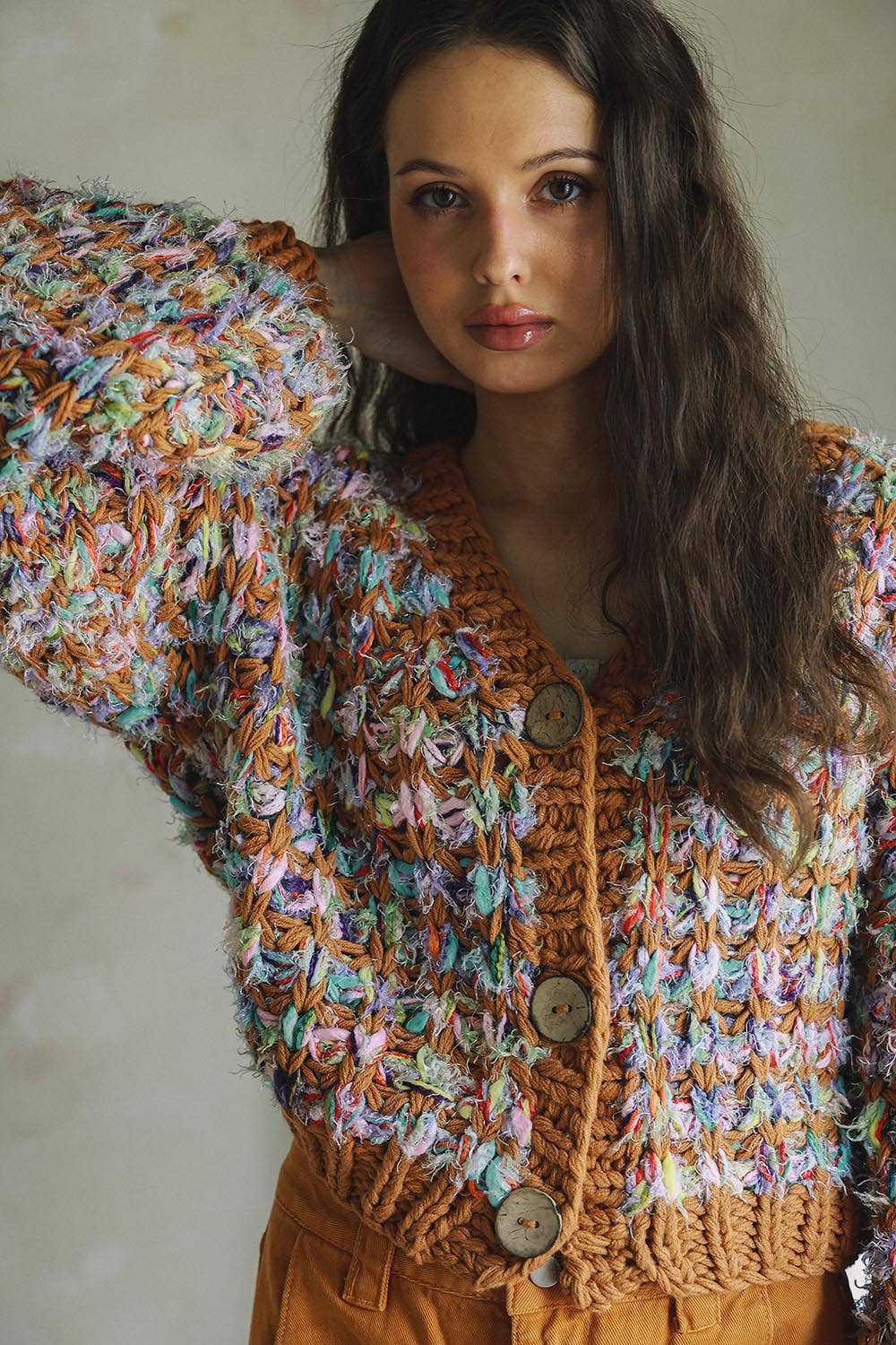 HAND KNIT MULTICOLOR SWEATER CARDIGAN