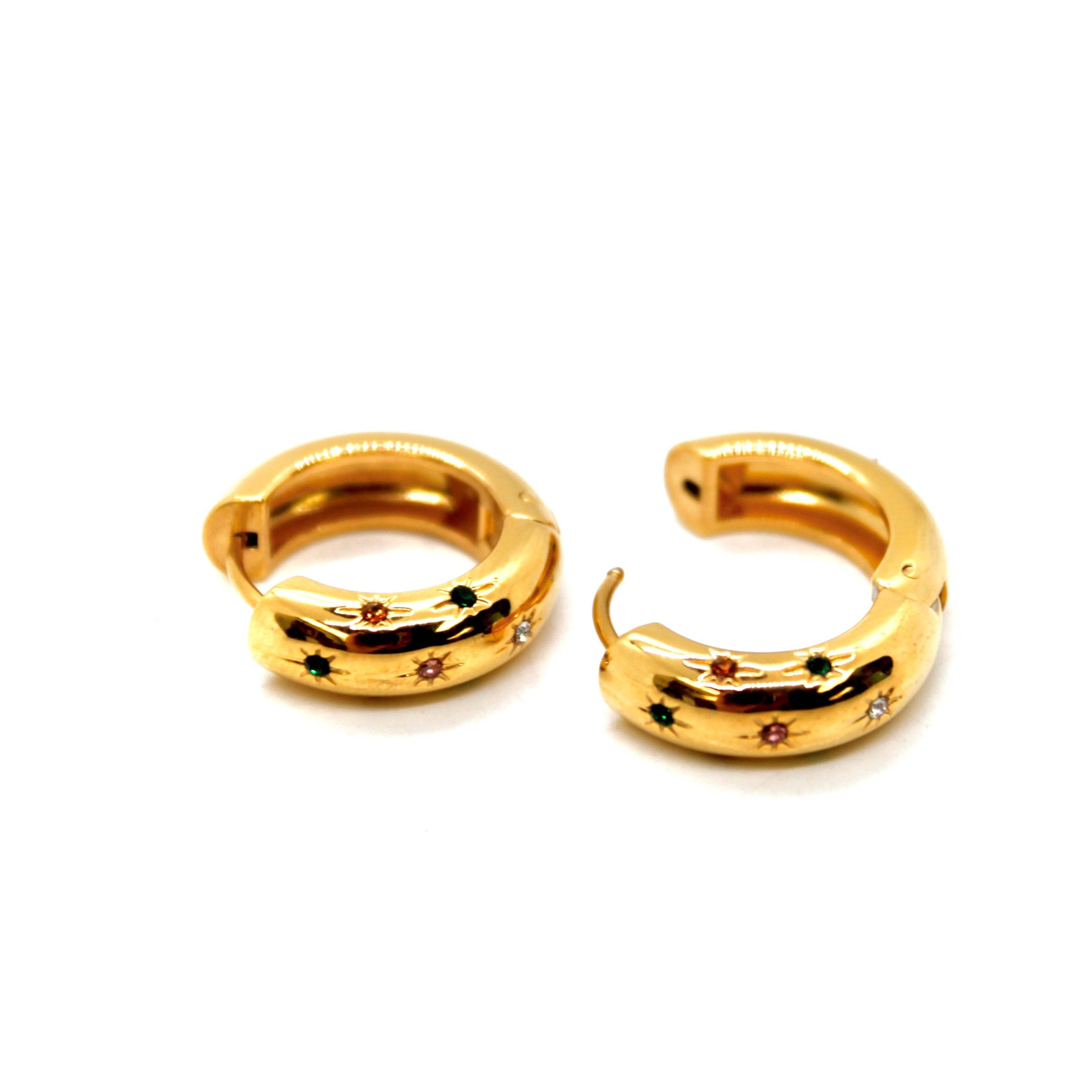 Celestial Rainbow Thick Huggie Earrings - E4-409