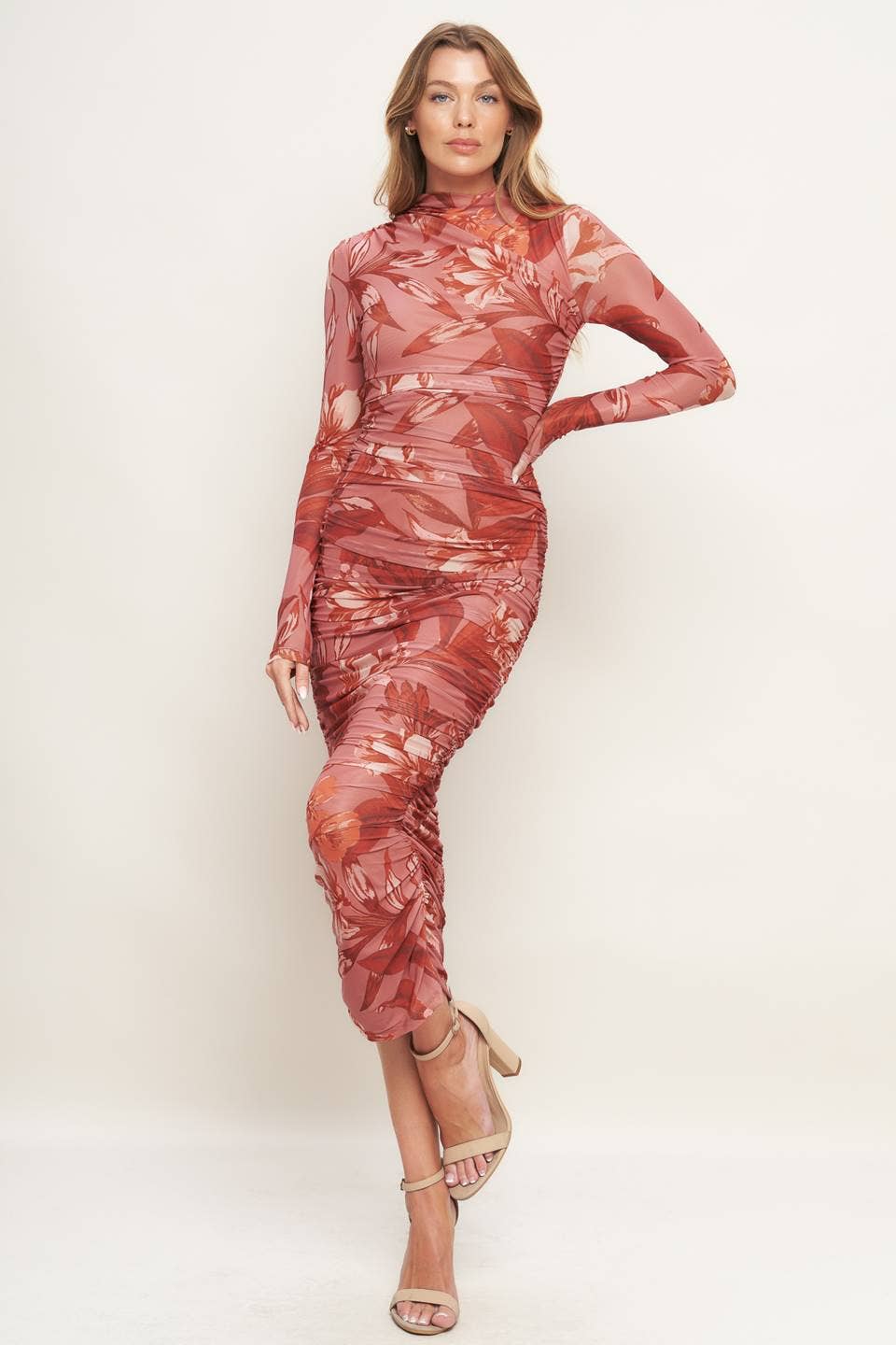 Printed Power Mesh Dress