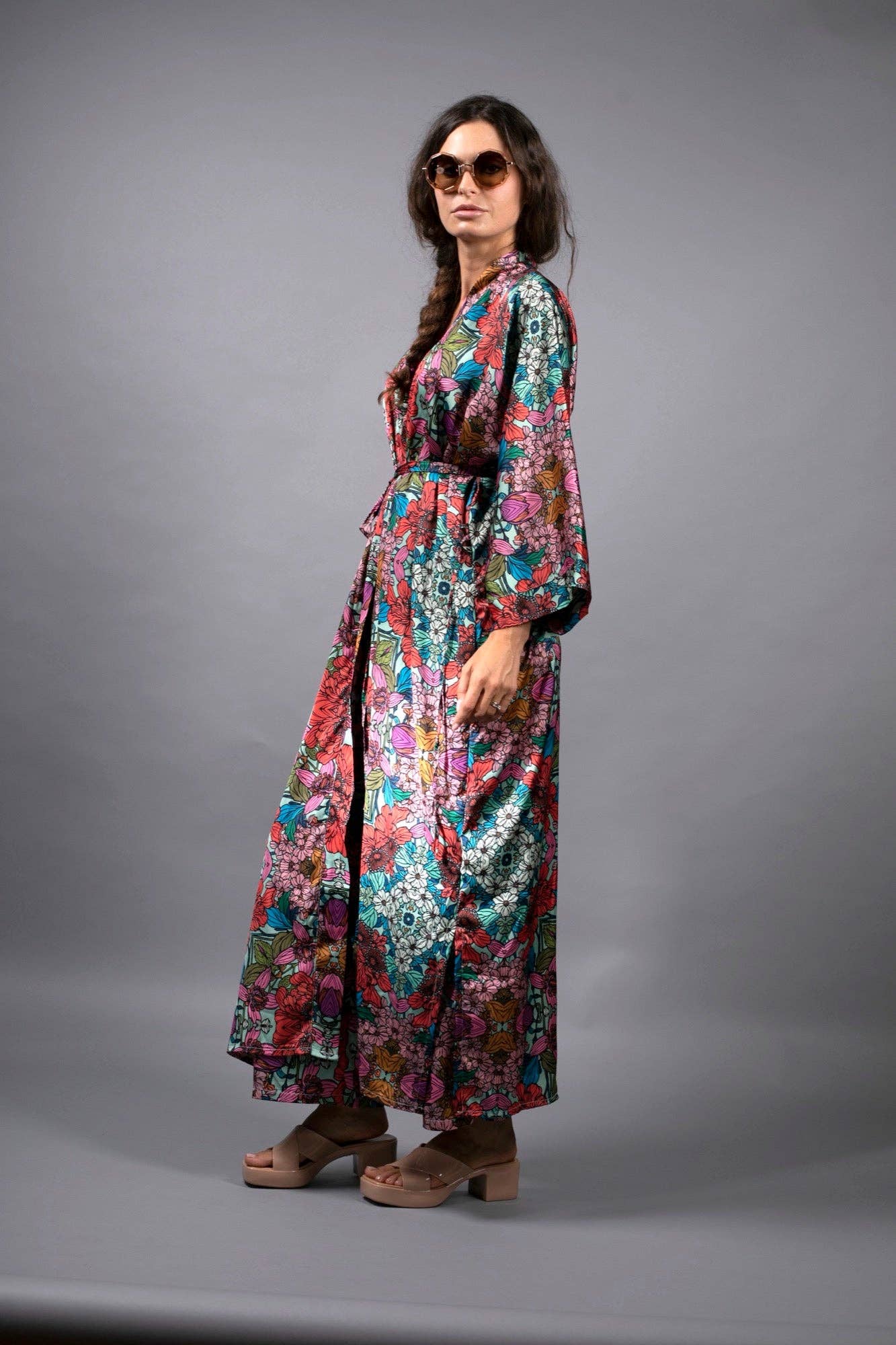 Terracotta Garden Satin Kimono