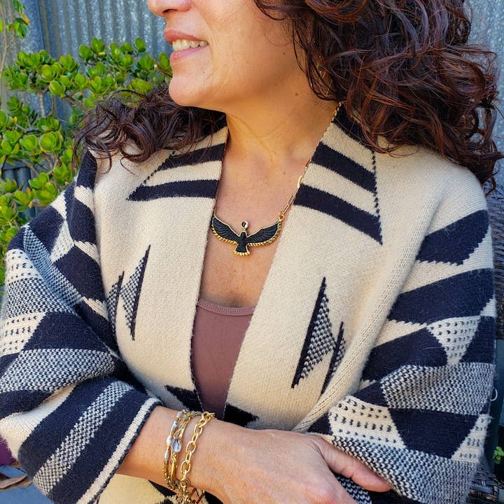 Soaring Spirit Bird Necklace| Ebony | Eagle Hawk Phoenix