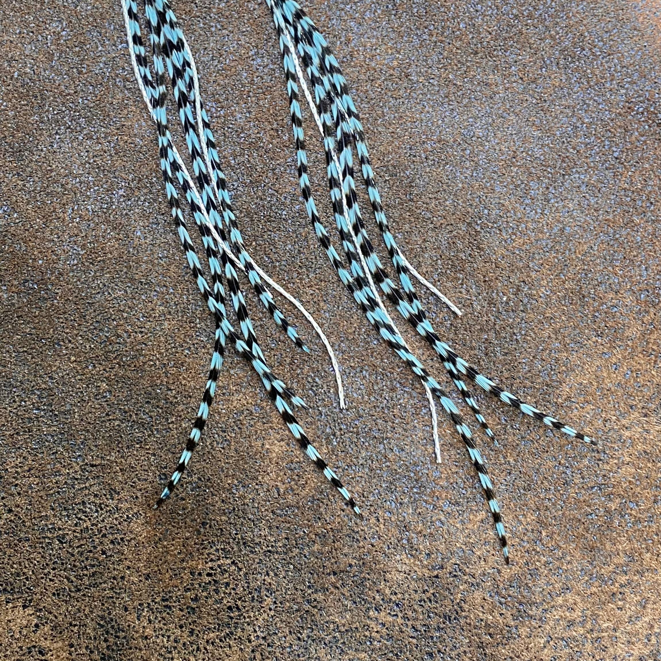 Turquoise & Mini Feather Earrings - Teal Grizzly/Silver