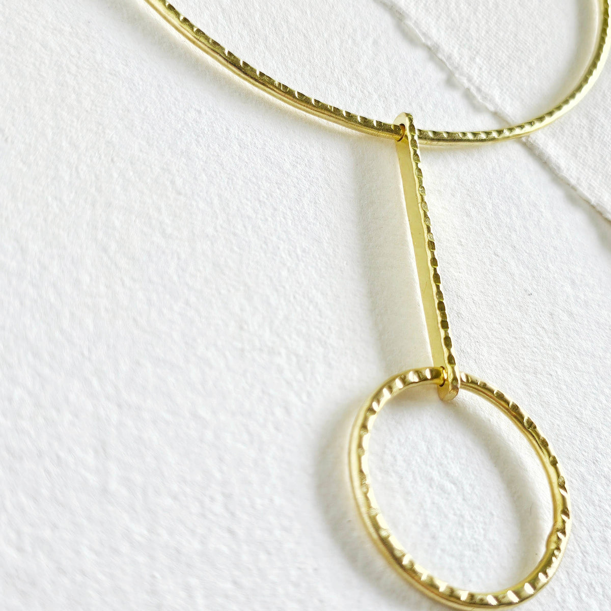 Brass drop circle necklace choker collar handcrafted wire