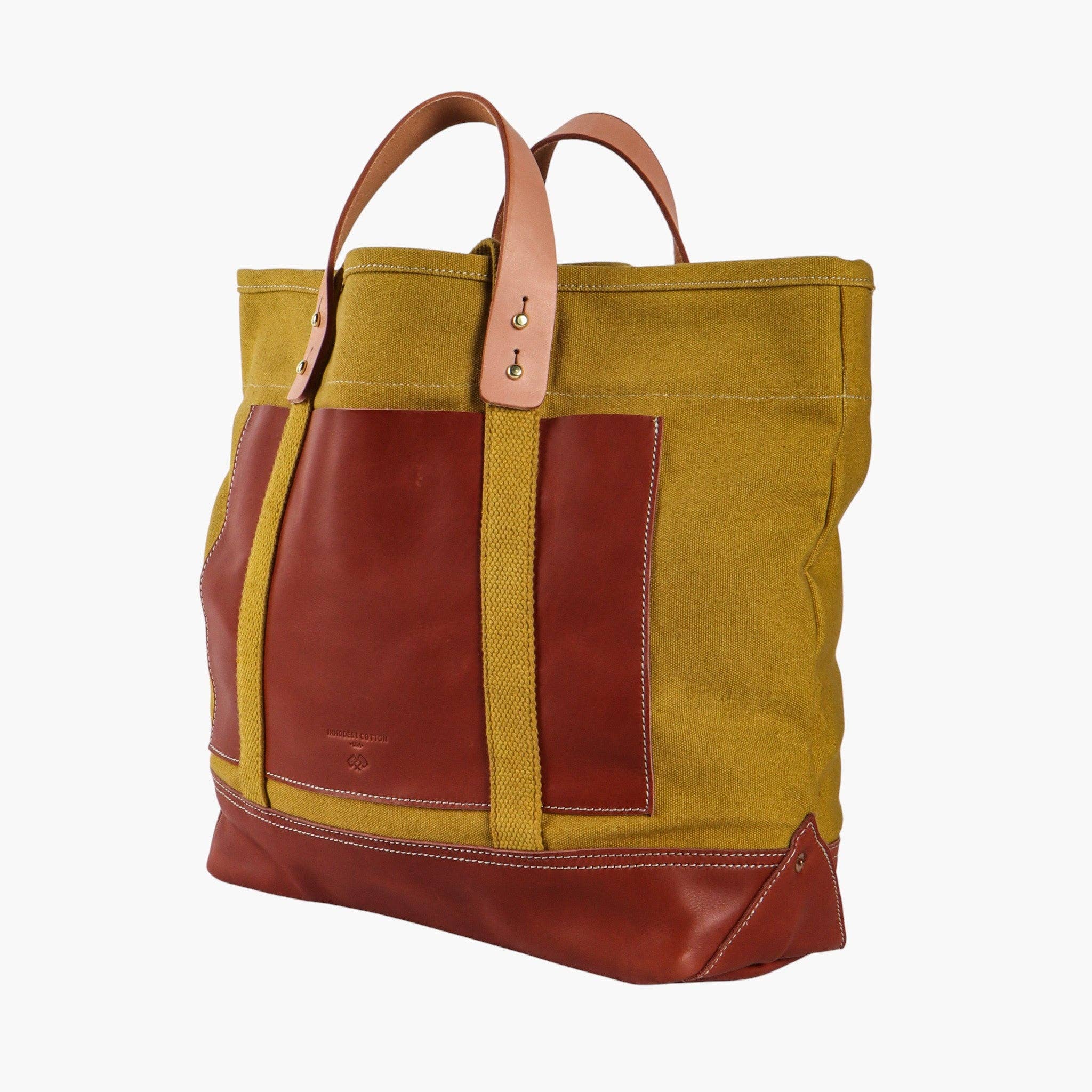 Editor Tote | Chartreuse + Bordeaux with leather handles and durable canvas for stylish everyday use