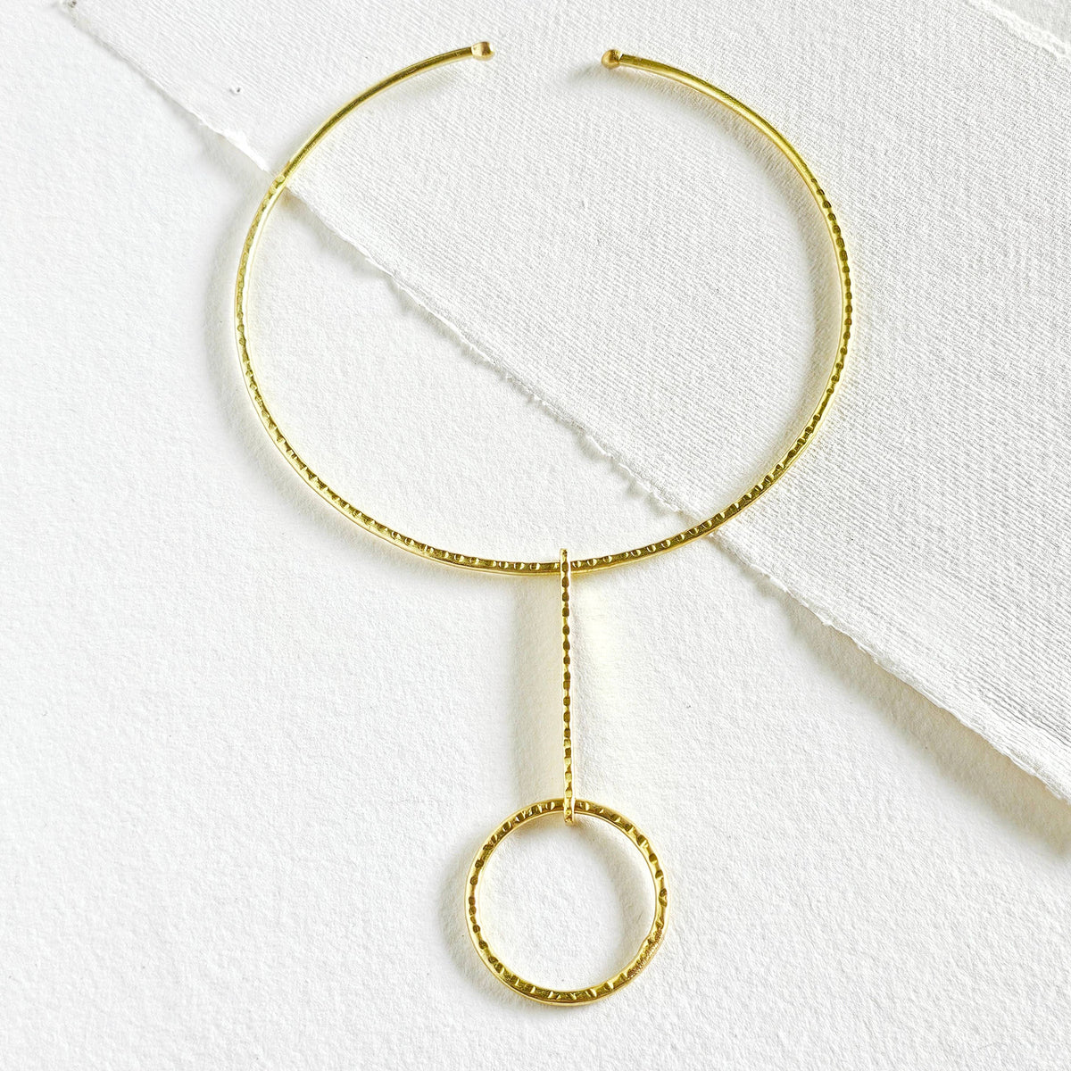 Brass drop circle necklace choker collar handcrafted wire