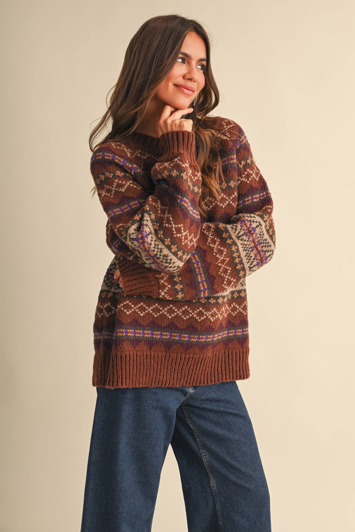 IT4703 LONG SLEEVED FAIR ISLE SWEATER