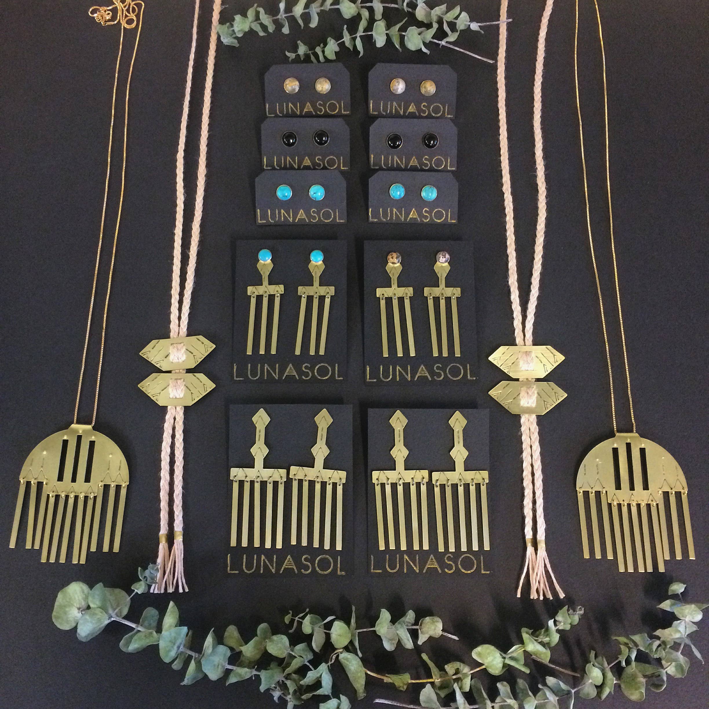 Stamped Brass Tall Grass Necklace