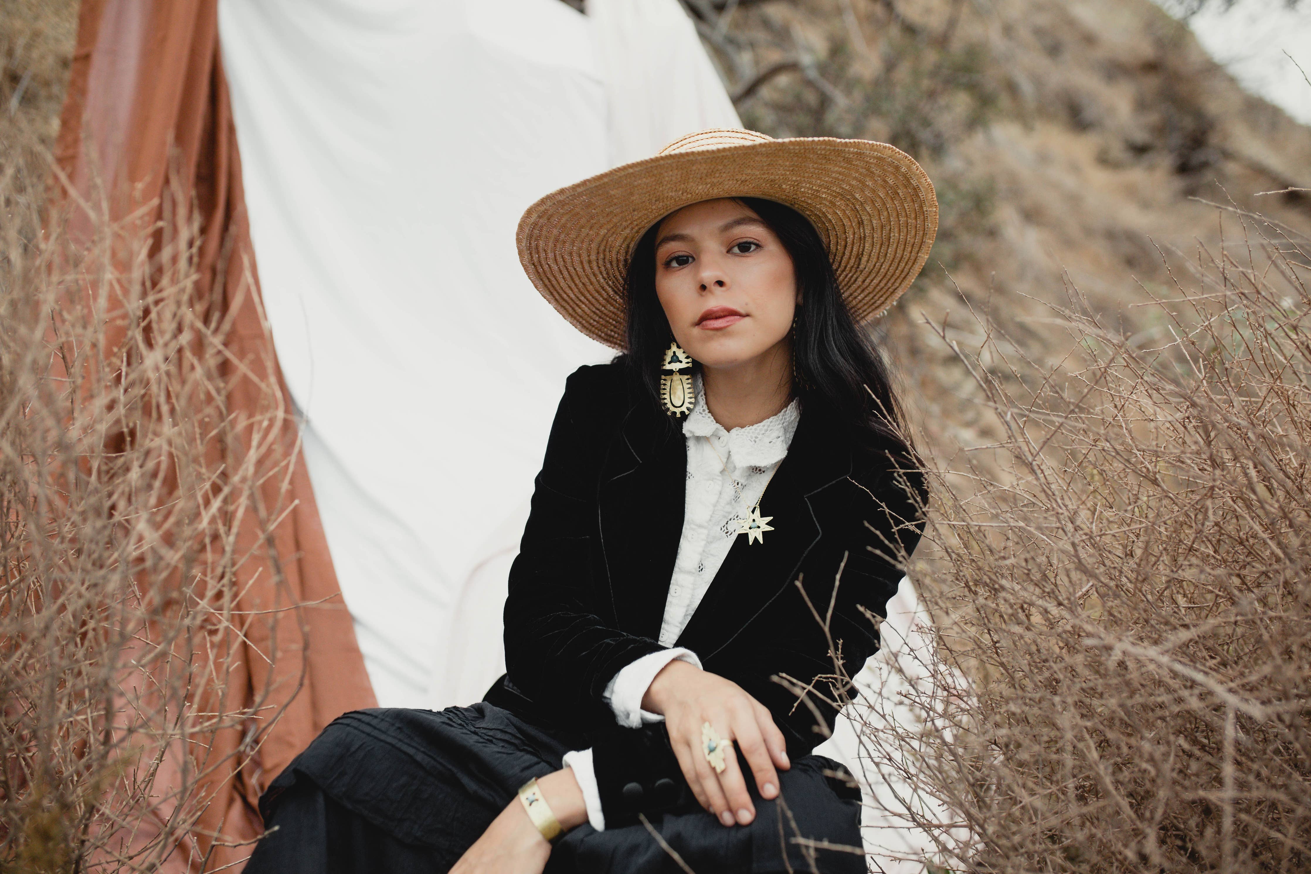 Stamped Brass Tiger Eye Star Necklace