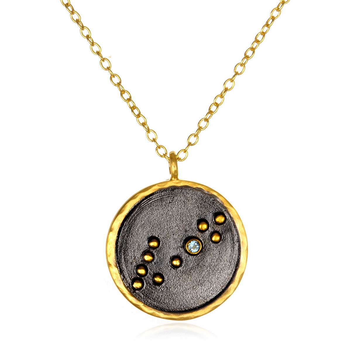 Gunmetal Zodiac Constellation Necklace 18"