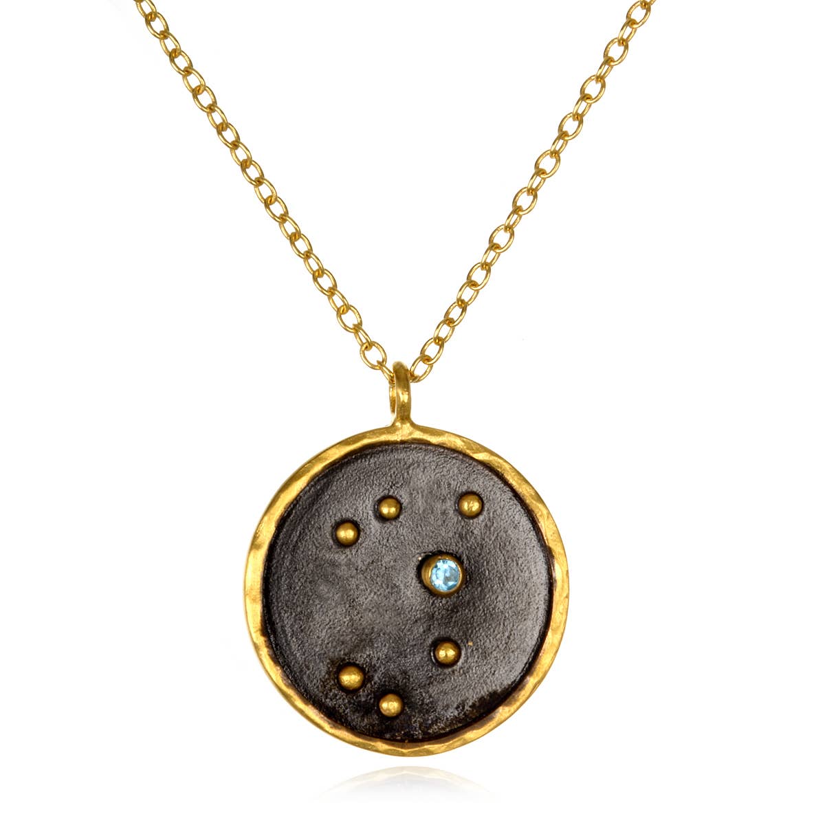 Gunmetal Zodiac Constellation Necklace 18"