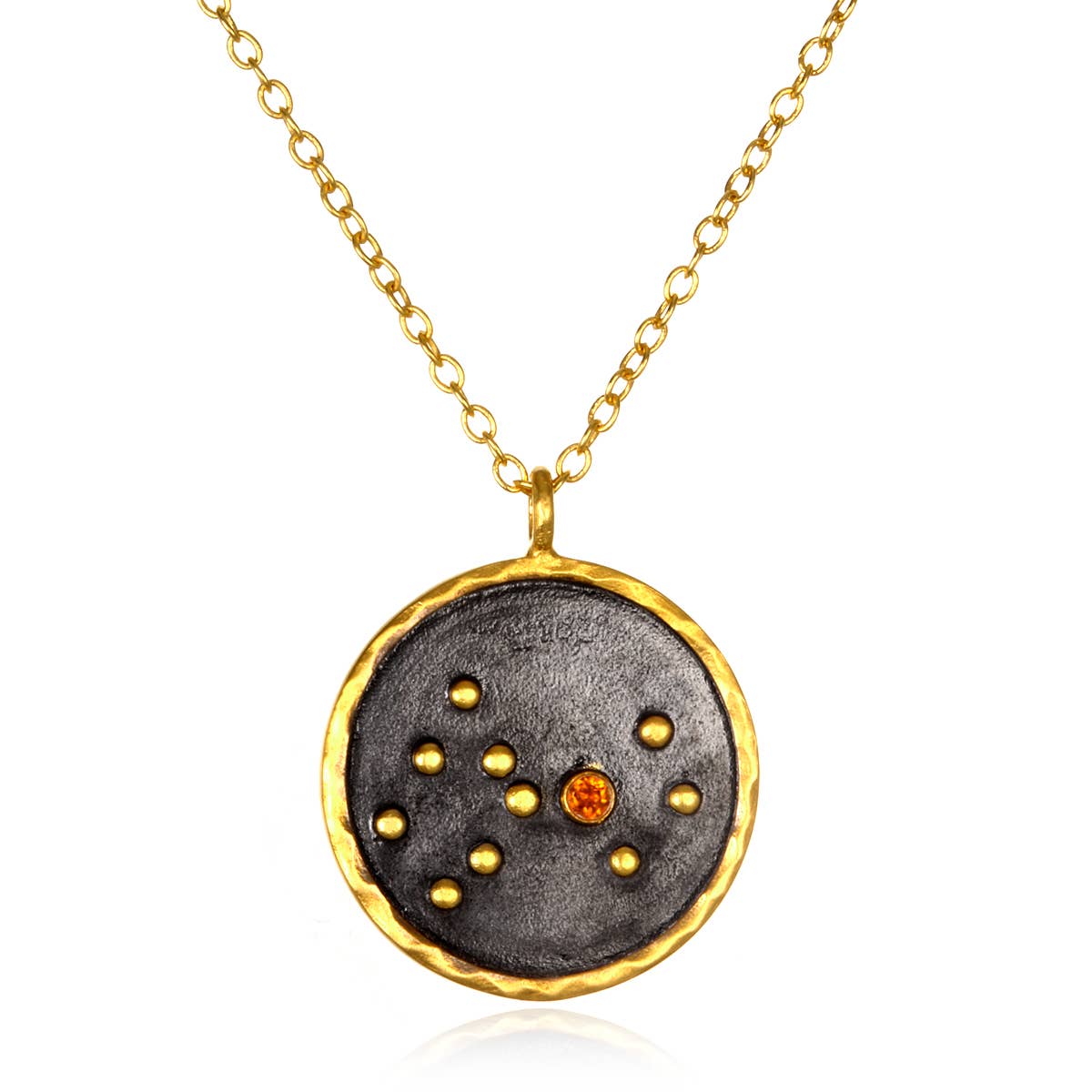 Gunmetal Zodiac Constellation Necklace 18"