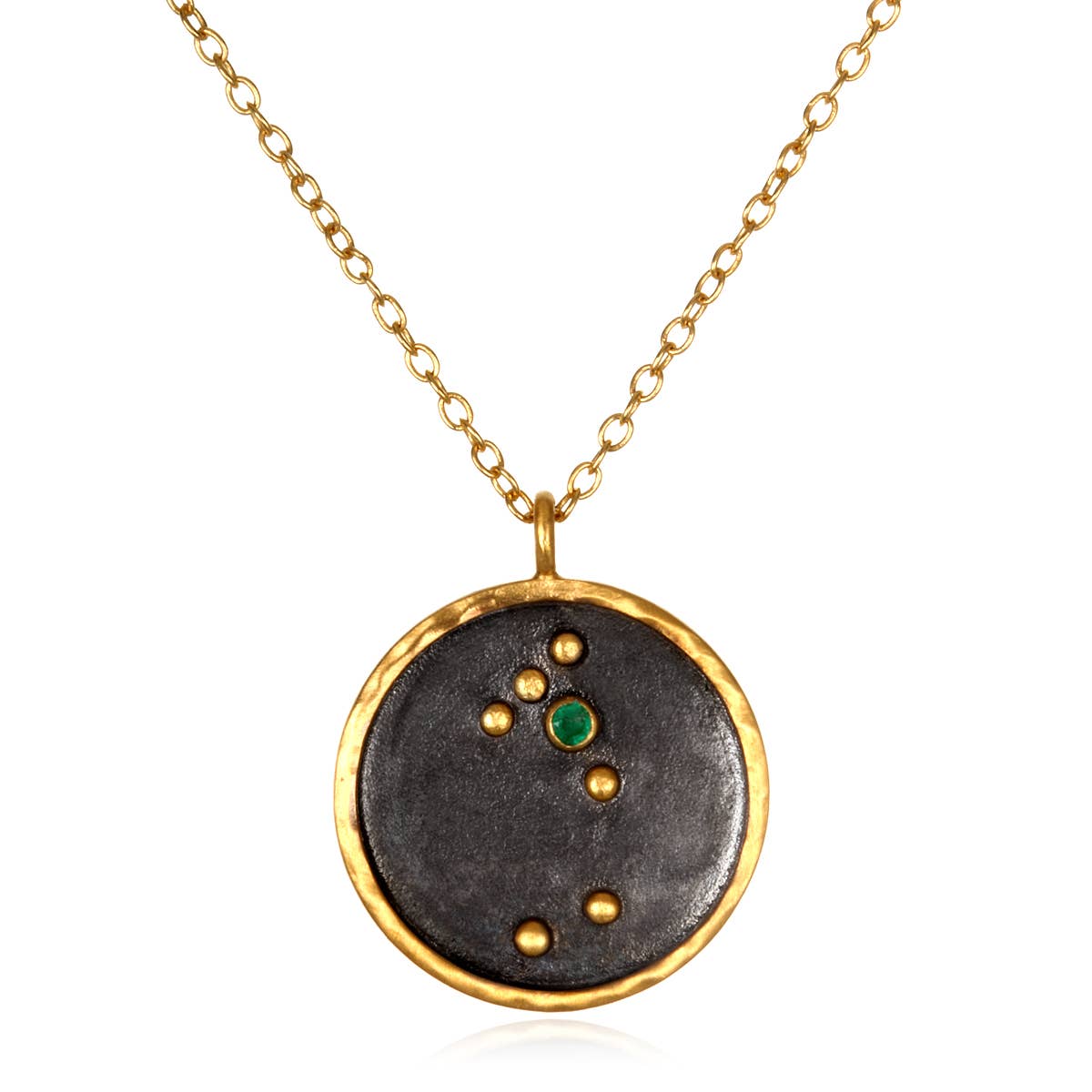 Gunmetal Zodiac Constellation Necklace 18"