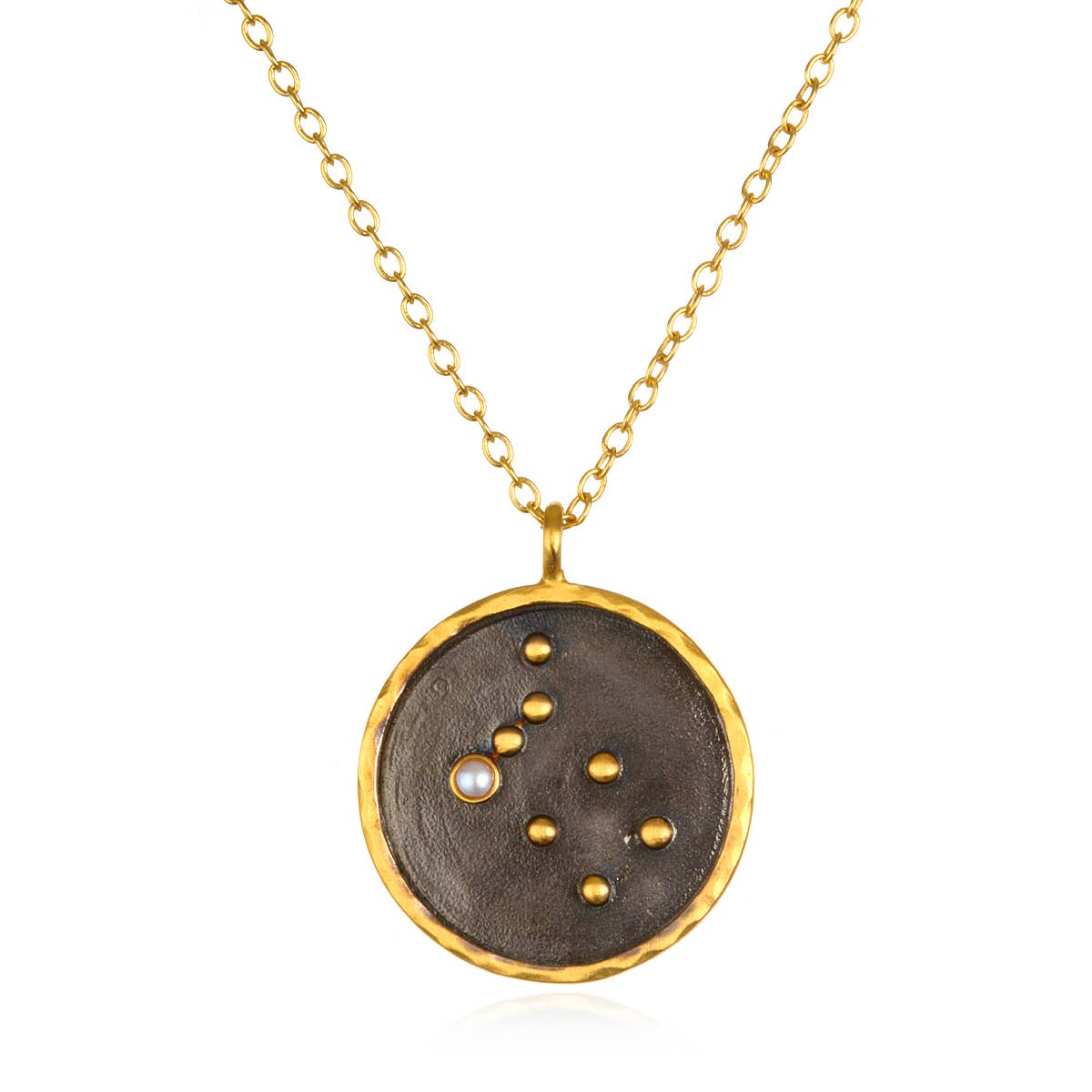 Gunmetal Zodiac Constellation Necklace 18"