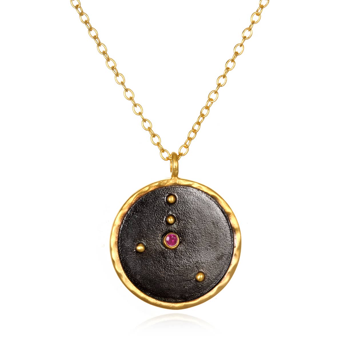 Gunmetal Zodiac Constellation Necklace 18"