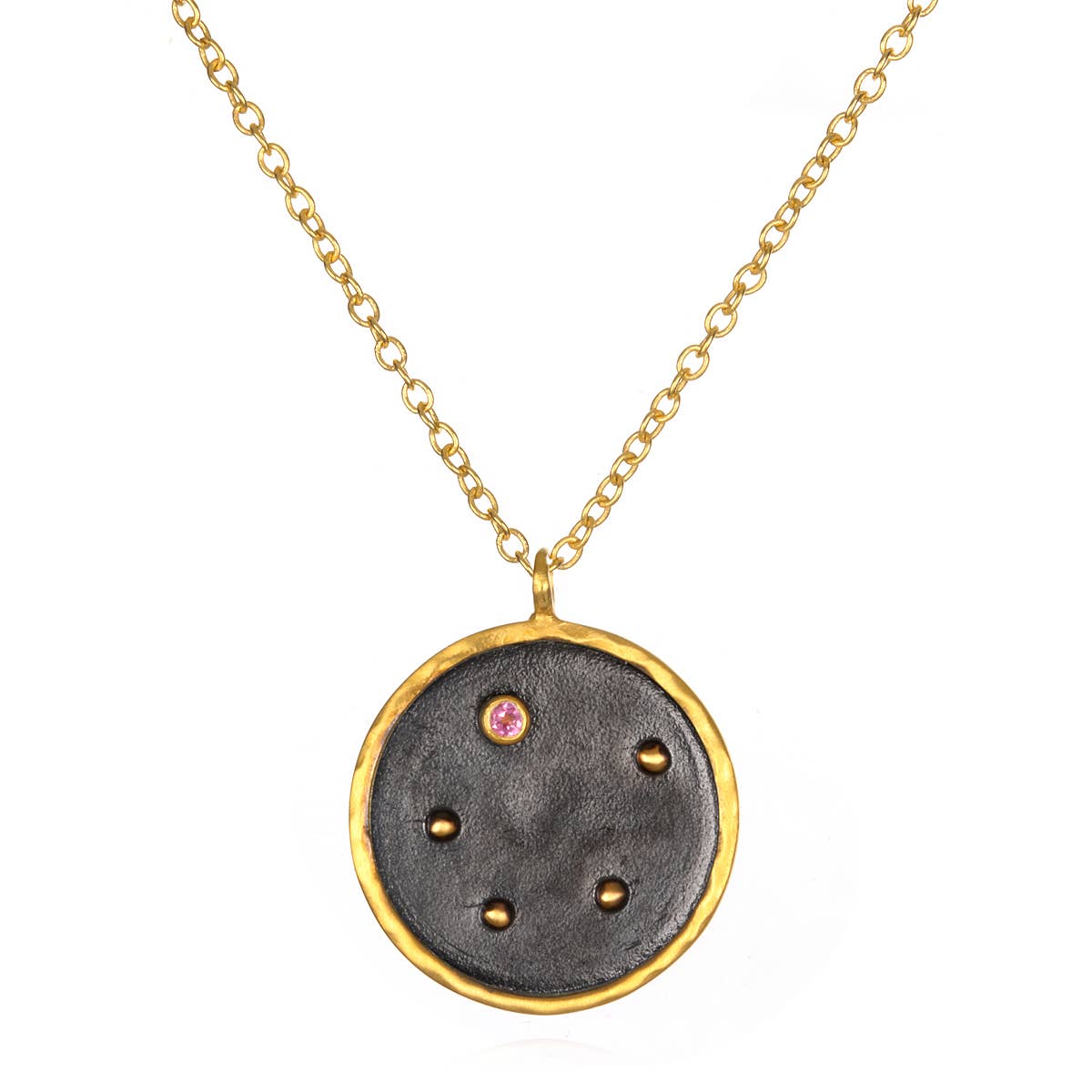 Gunmetal Zodiac Constellation Necklace 18"
