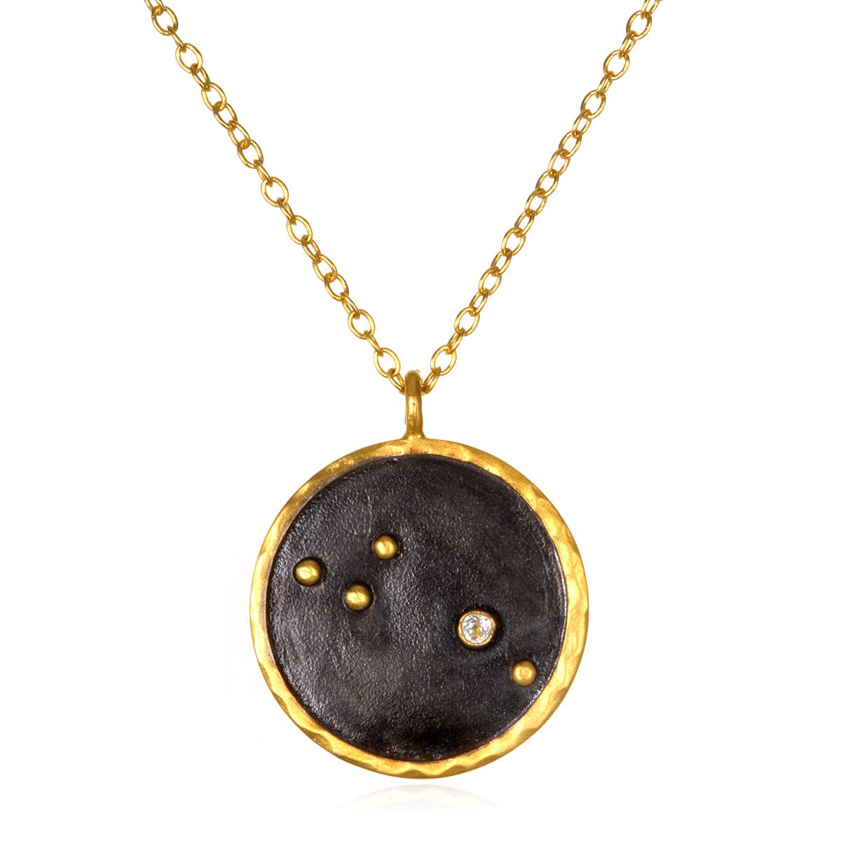 Gunmetal Zodiac Constellation Necklace 18"