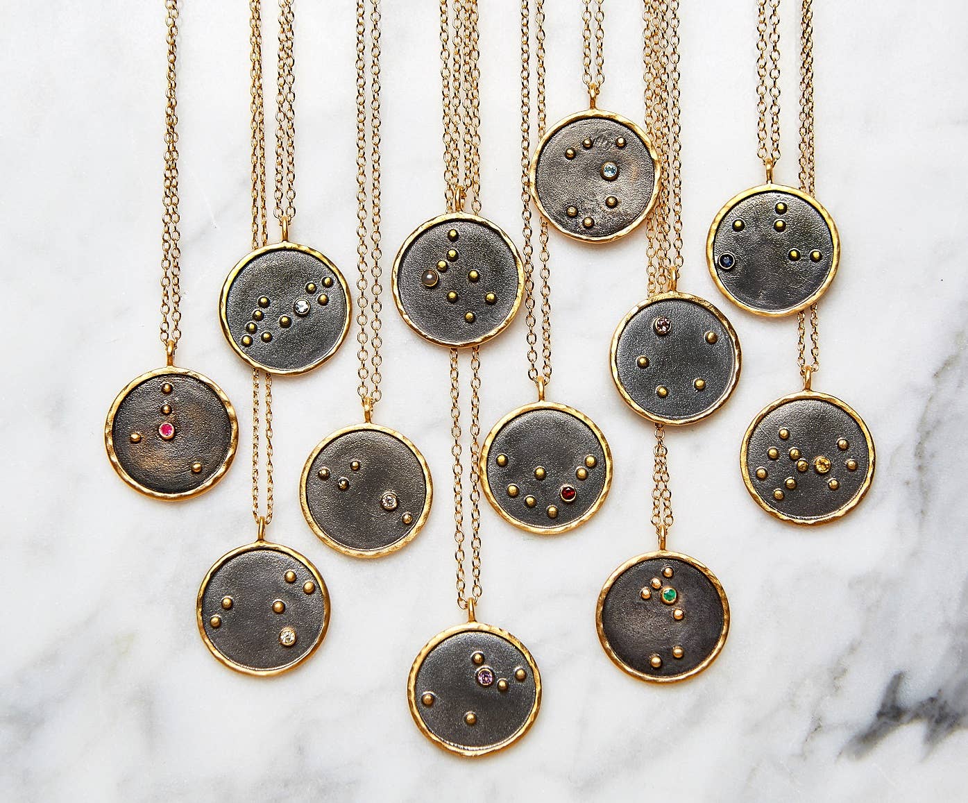 Gunmetal Zodiac Constellation Necklace 18"