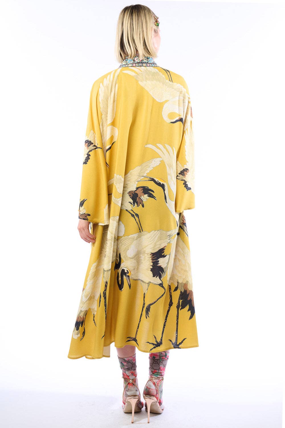 Story of the Crane Kimono - Mustard | Bohemian Coverup Robe