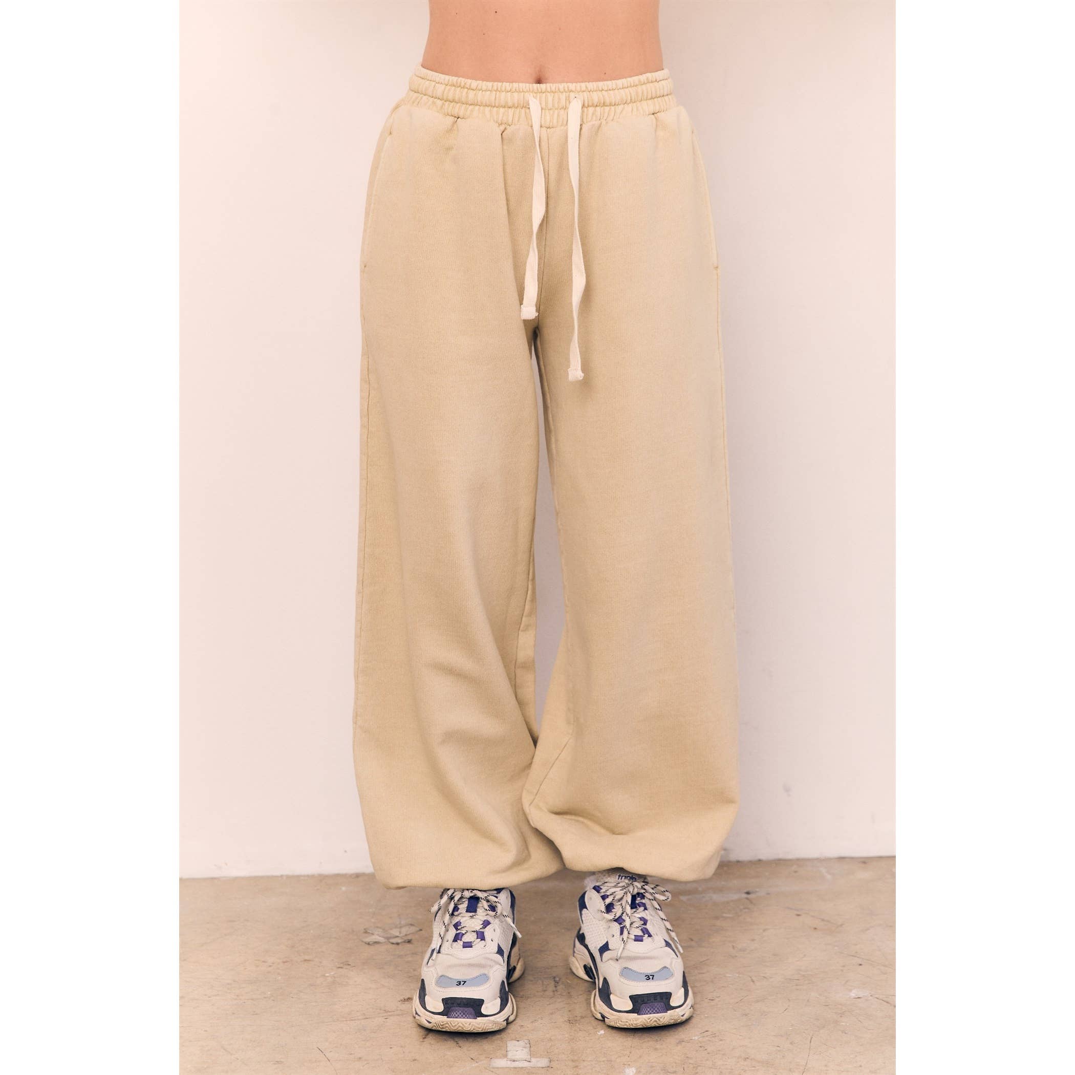 Acid Wash Wide Jogger Sweat Pants