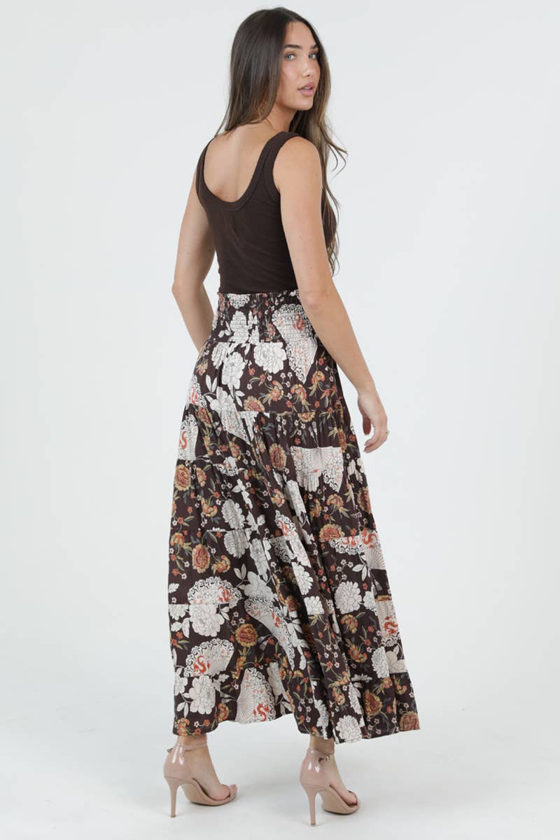 26P57-A969 TIERED SKIRT WITH SMOCKED WAISTBAND