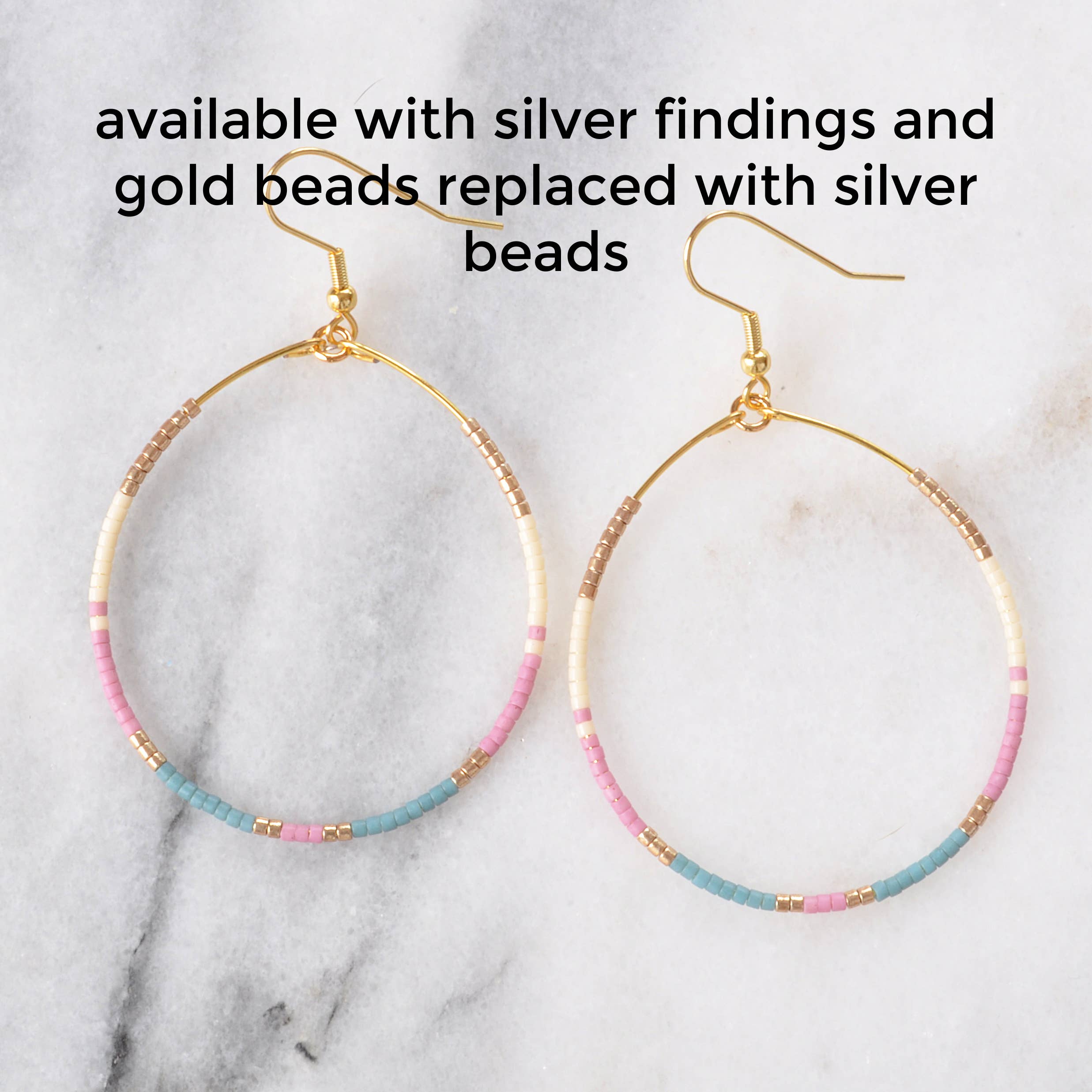 Silver Beaded Hoop Earrings