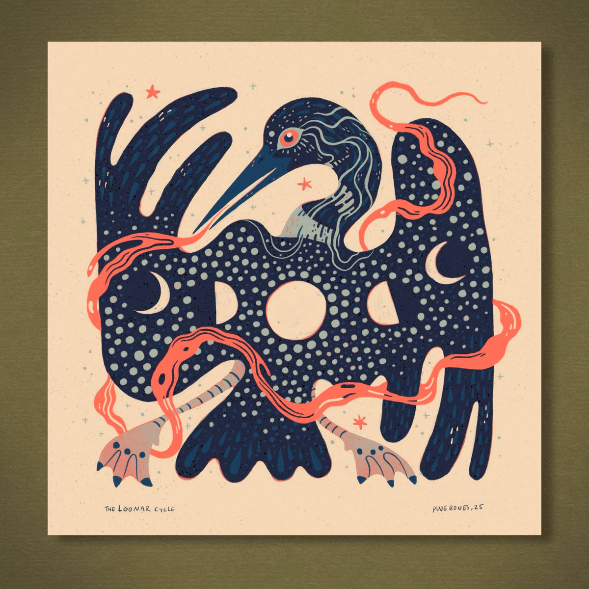 The Looner Cycle - 8x8 Nature Wilderness Art Print