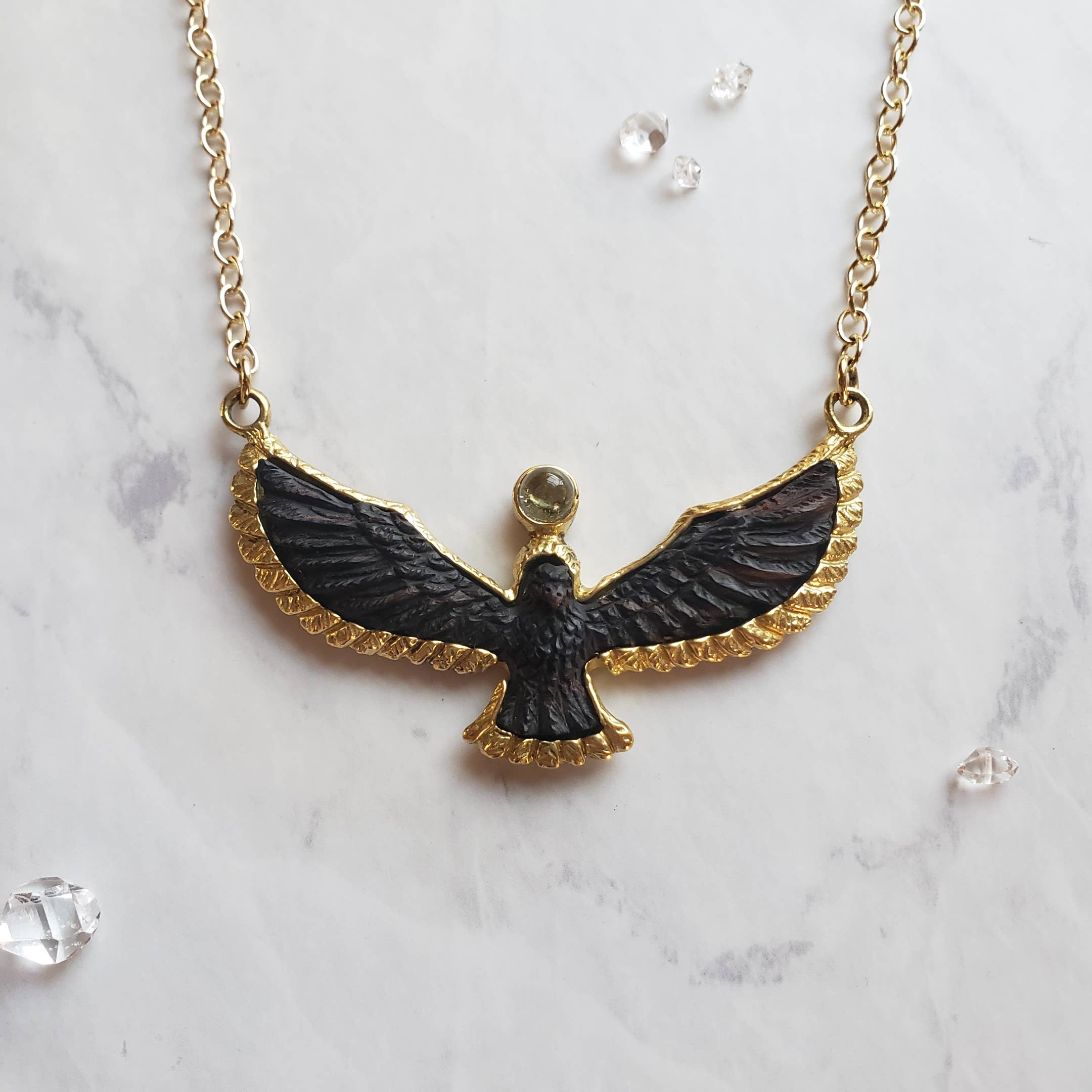 Soaring Spirit Bird Necklace| Ebony | Eagle Hawk Phoenix