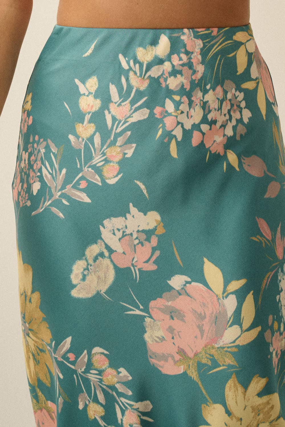 Textured Floral-Print Bias-Cut Maxi Skirt