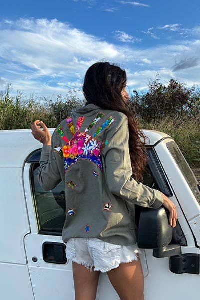 Sun + Moon Linen Blouse - Olive Grove