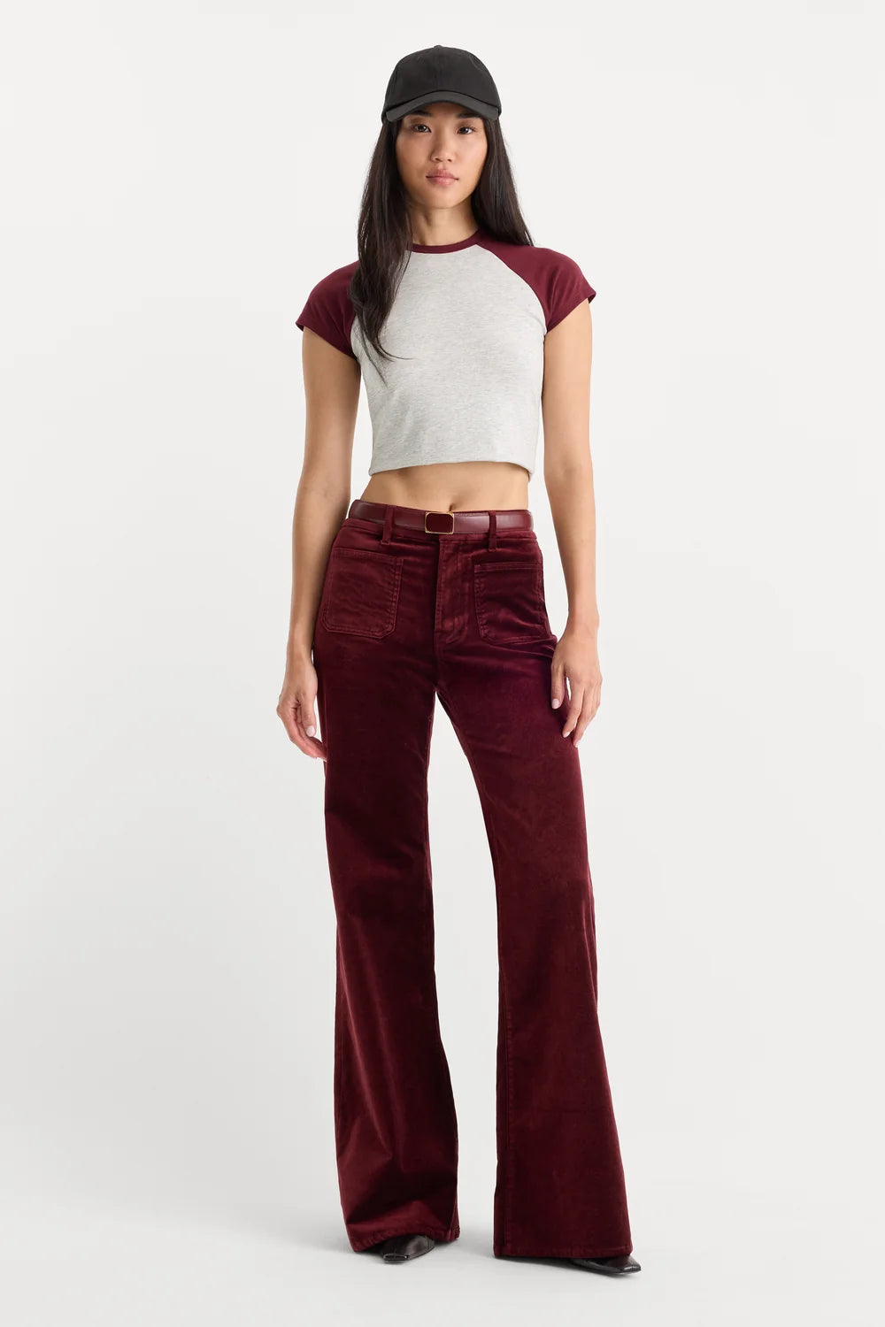 Velvet Good Waist Palazzo Berry Noir - Pant by Good American