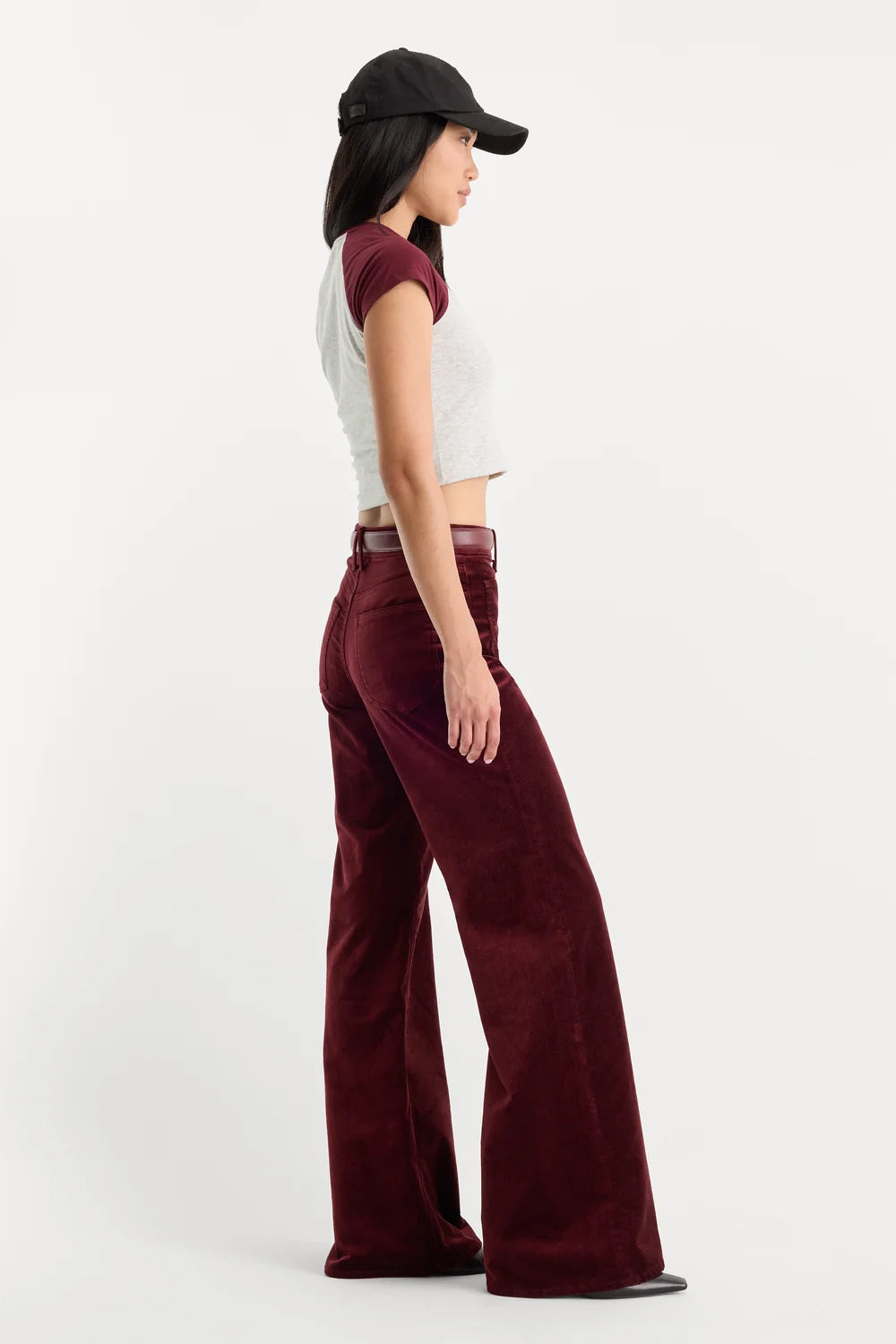 Velvet Good Waist Palazzo Berry Noir - Pant by Good American