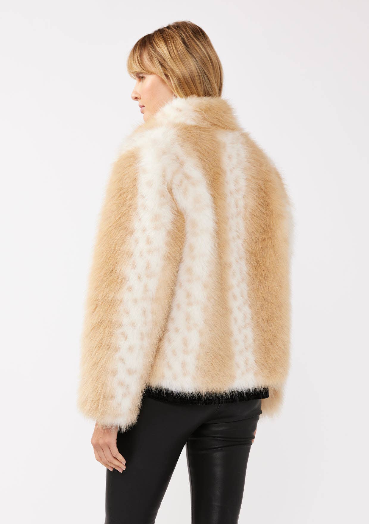 Dotted Stripe Faux Fur Jacket