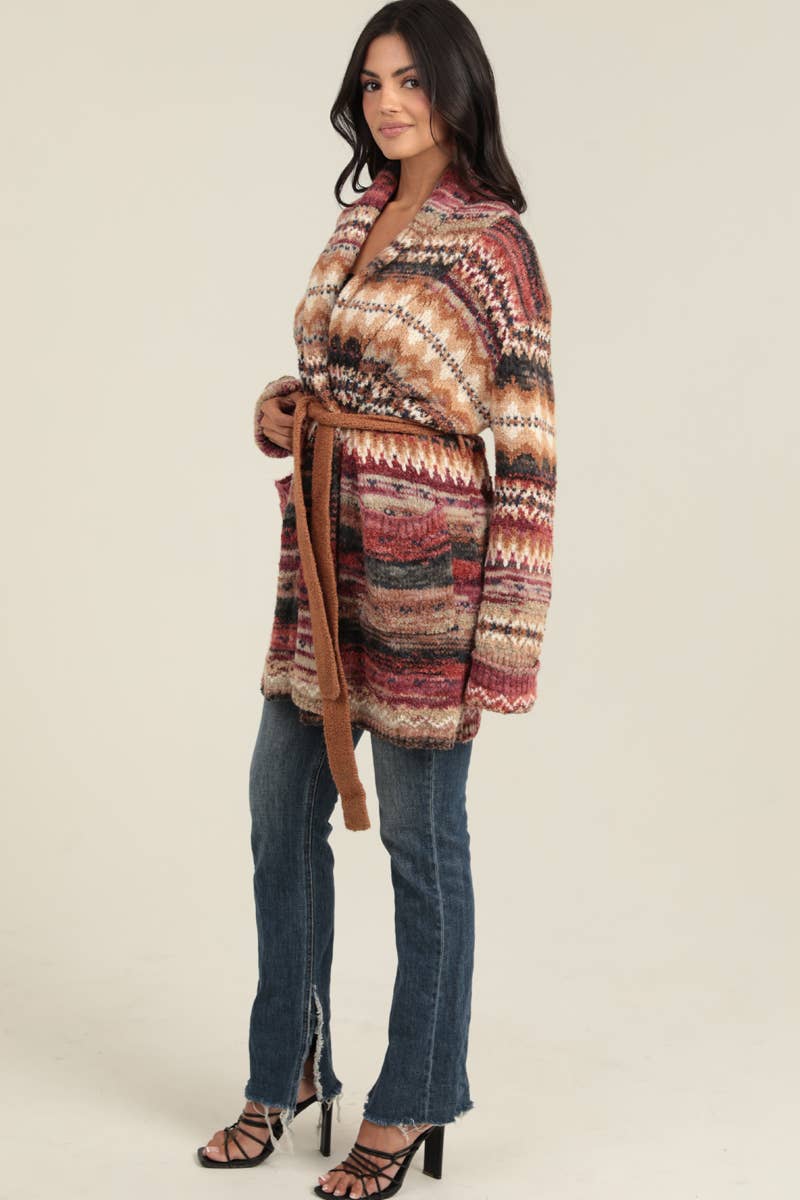 XHS94-ASIS COZY KNIT CARDIGAN SWEATER WITH TIE WAIST AND POC