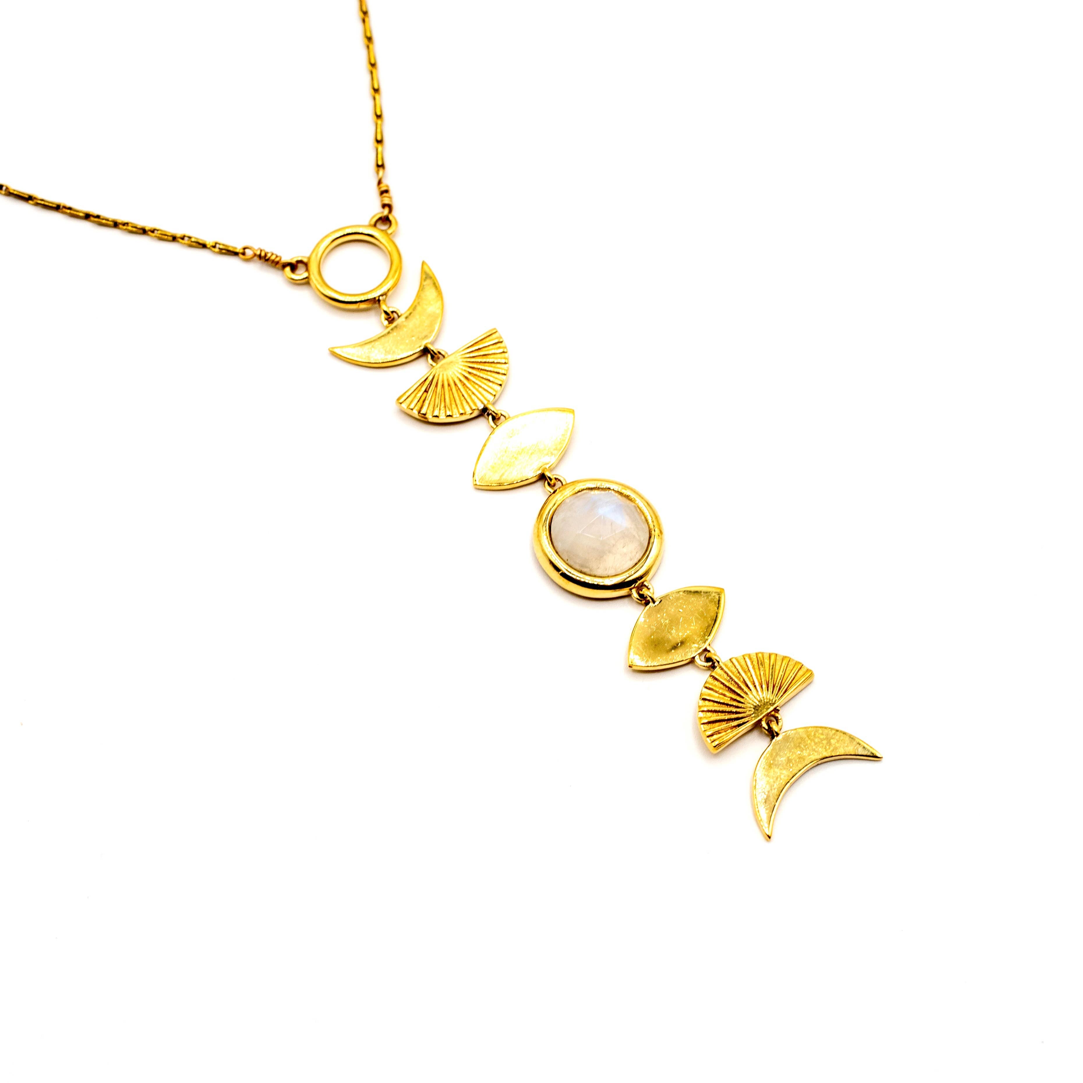 Brass Moonstone Phase Necklace