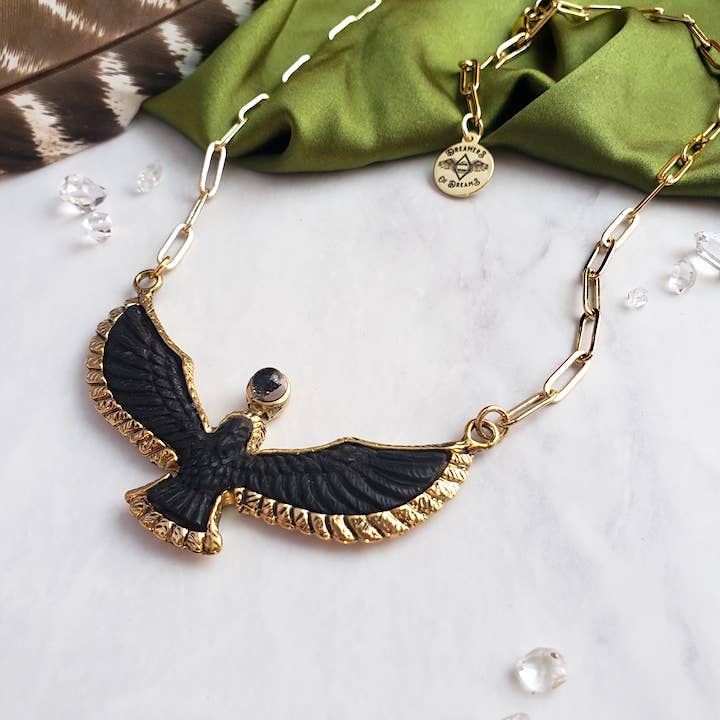 Soaring Spirit Bird Necklace| Ebony | Eagle Hawk Phoenix