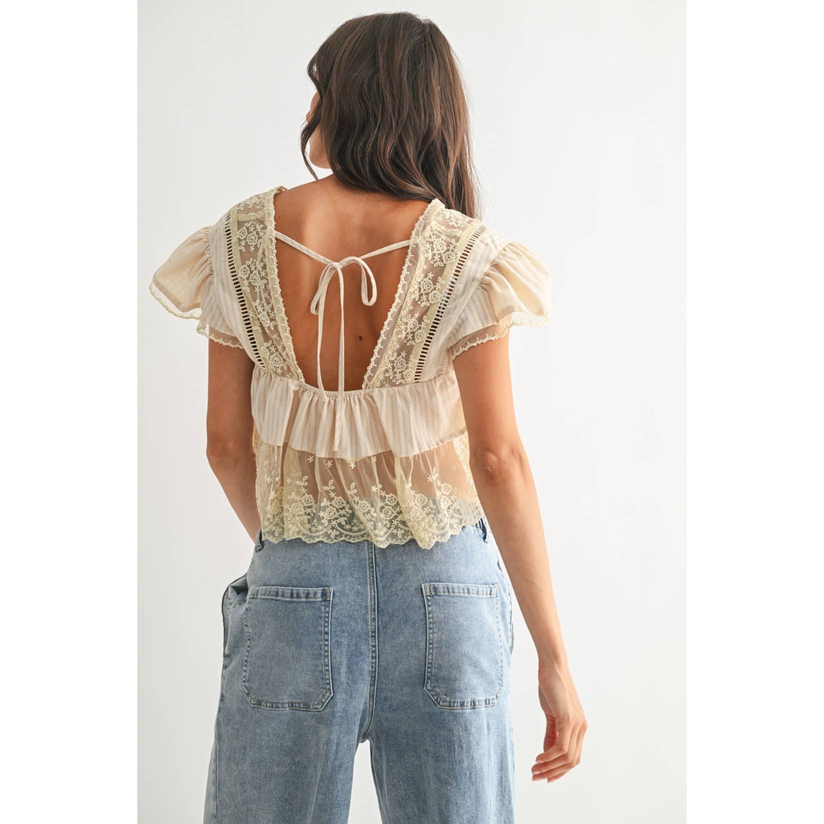 CST10128J LACE-TRIMMED BLOUSE