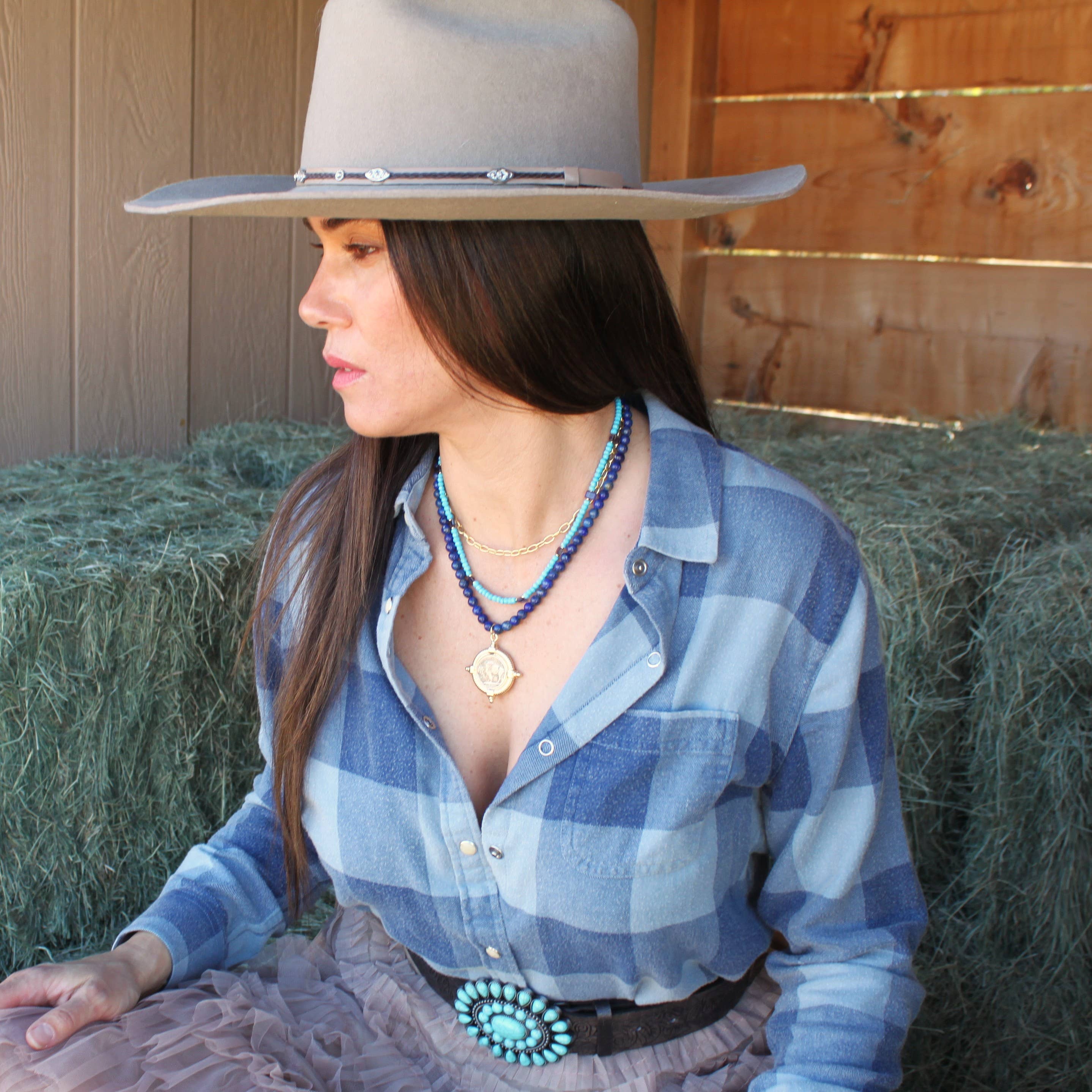 Buffalo Lapis Beaded Necklace