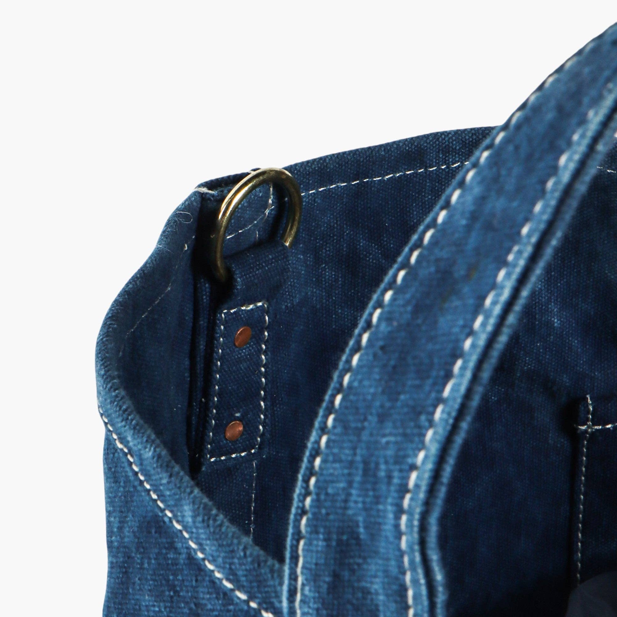 Electrician Tote | Indigo in deep indigo canvas with brass ring and sturdy stitched handles for durable everyday use
