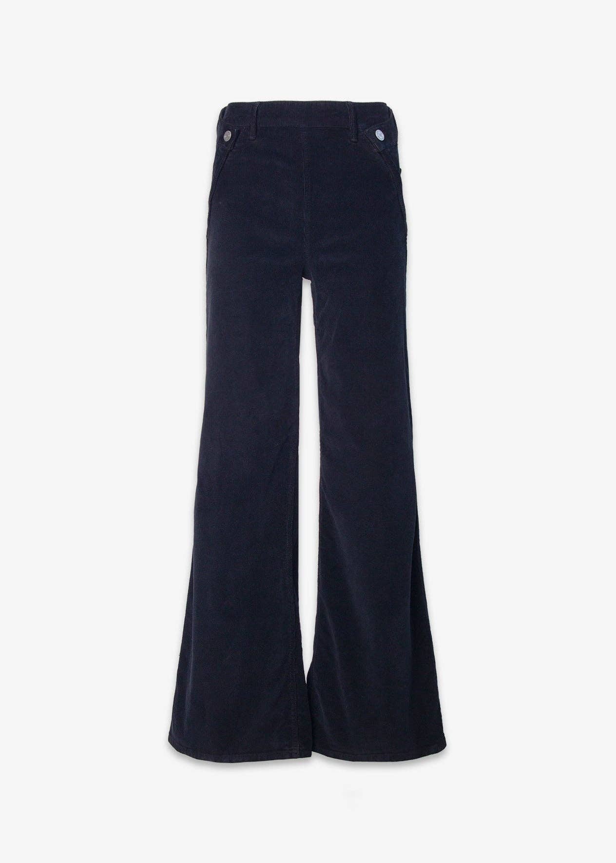 Dina High Waisted Wide Corduroy In Black
