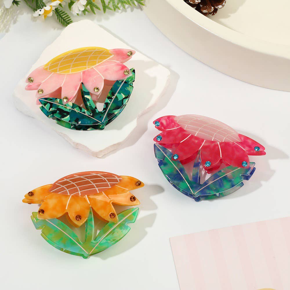 Vibrant Sunflower Hair Claw, Colorful Floral Hair Accessory