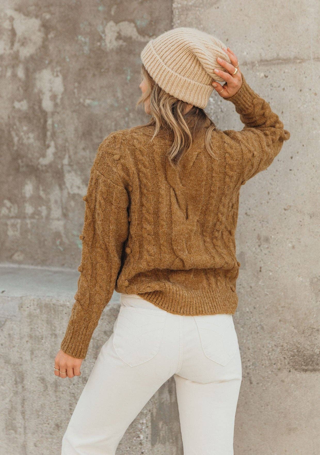Cable Knit Mock Neck Cozy Sweater