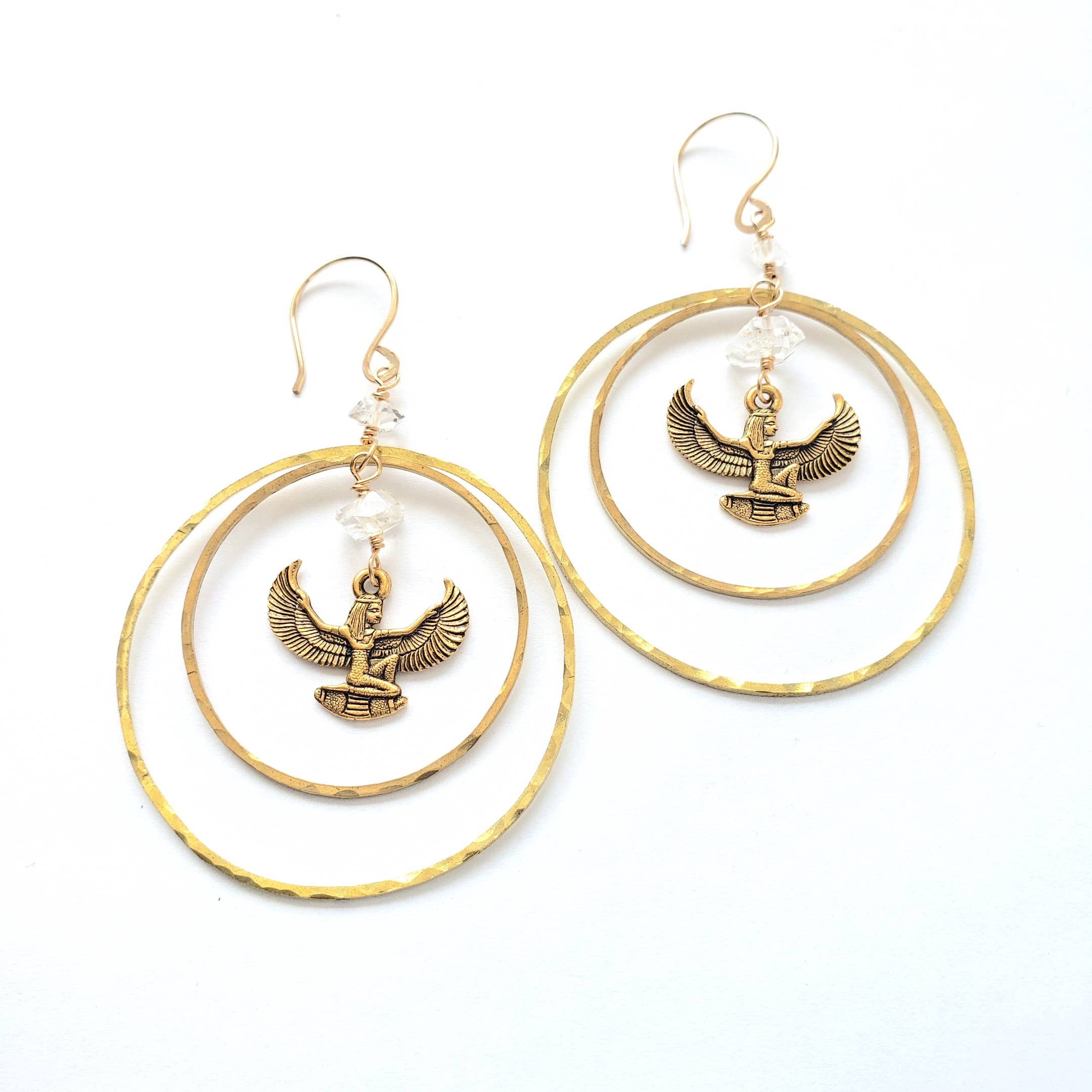 Isis Double Hoop Herkimer Earrings