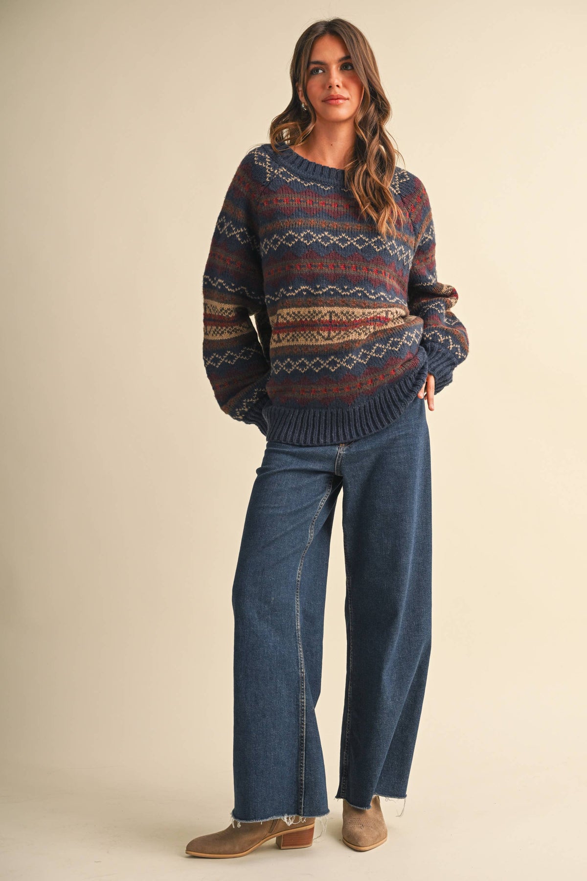 IT4703 LONG SLEEVED FAIR ISLE SWEATER