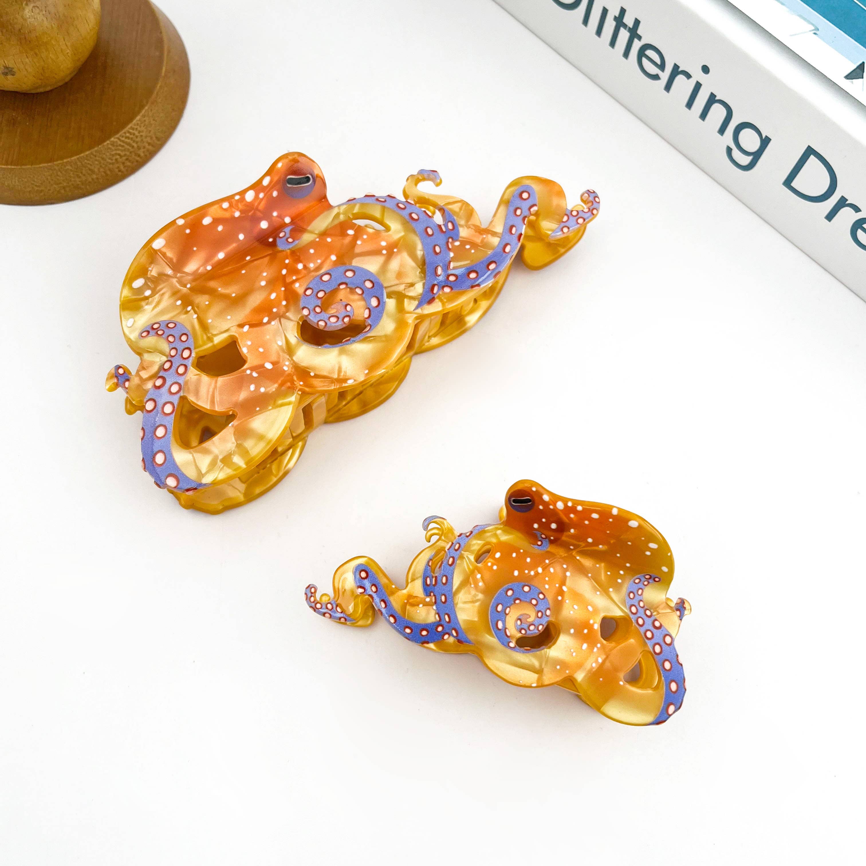 Blue Ring Octopus Hair Claw Clip, Acetate Hair Clip