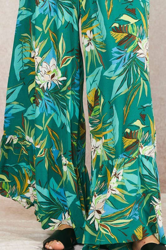 Printed Wide Leg Halter Jumpsuit