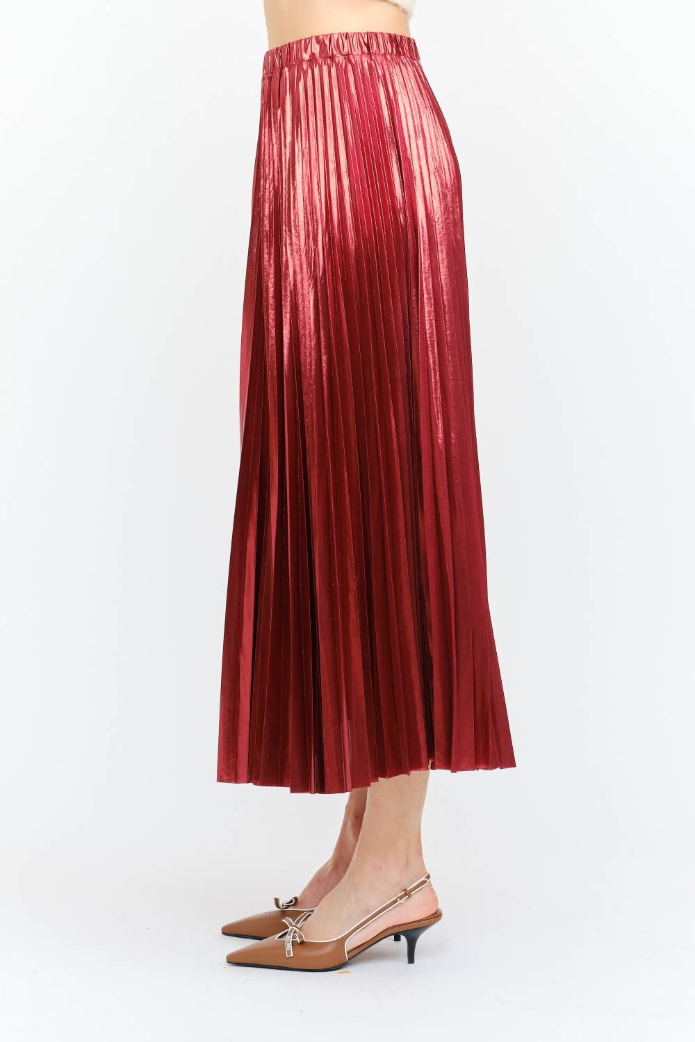 Alessandra Burgundy Pleated Skirt