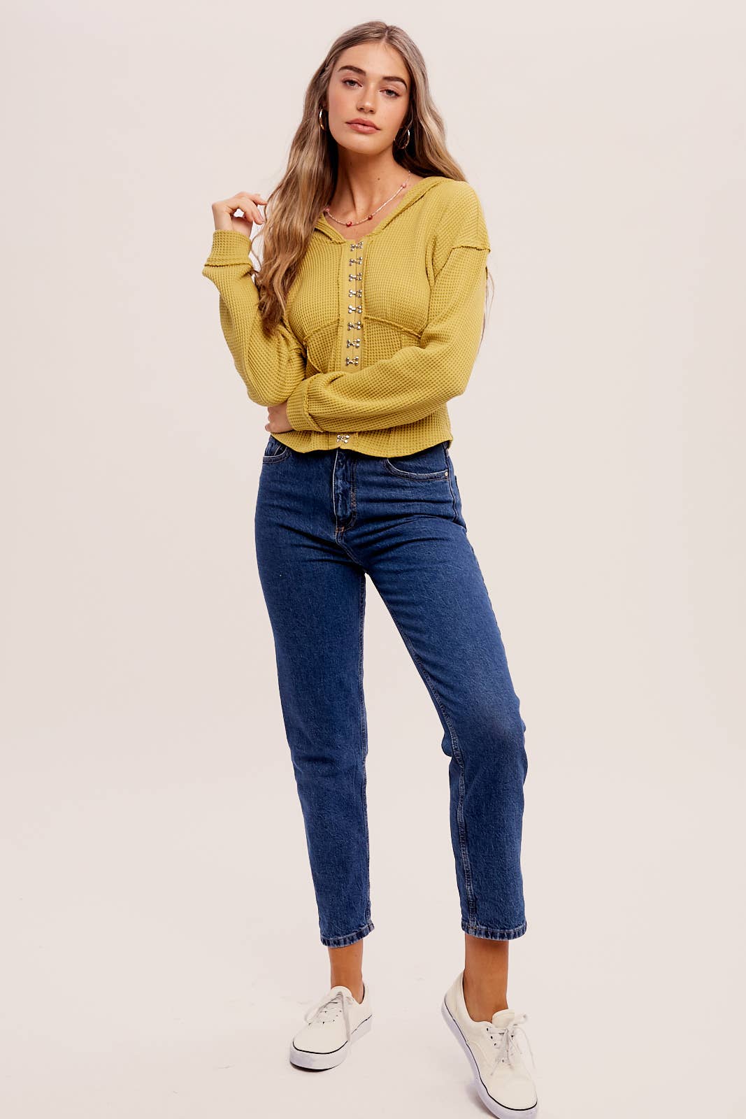 Waffle Knit Corset Hoodie