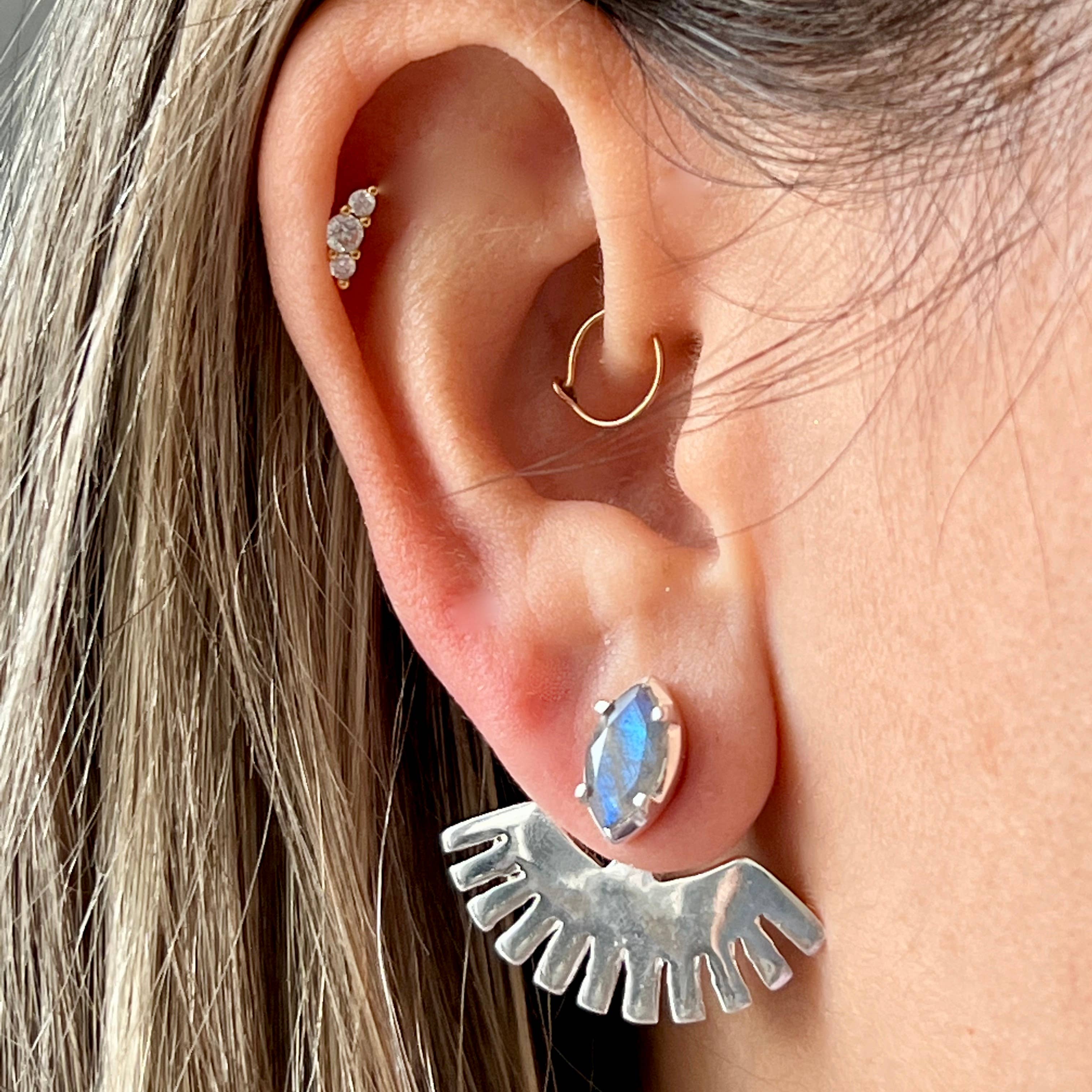 Sterling Silver Peekaboo Tribal Sun Design Ear Jacket
