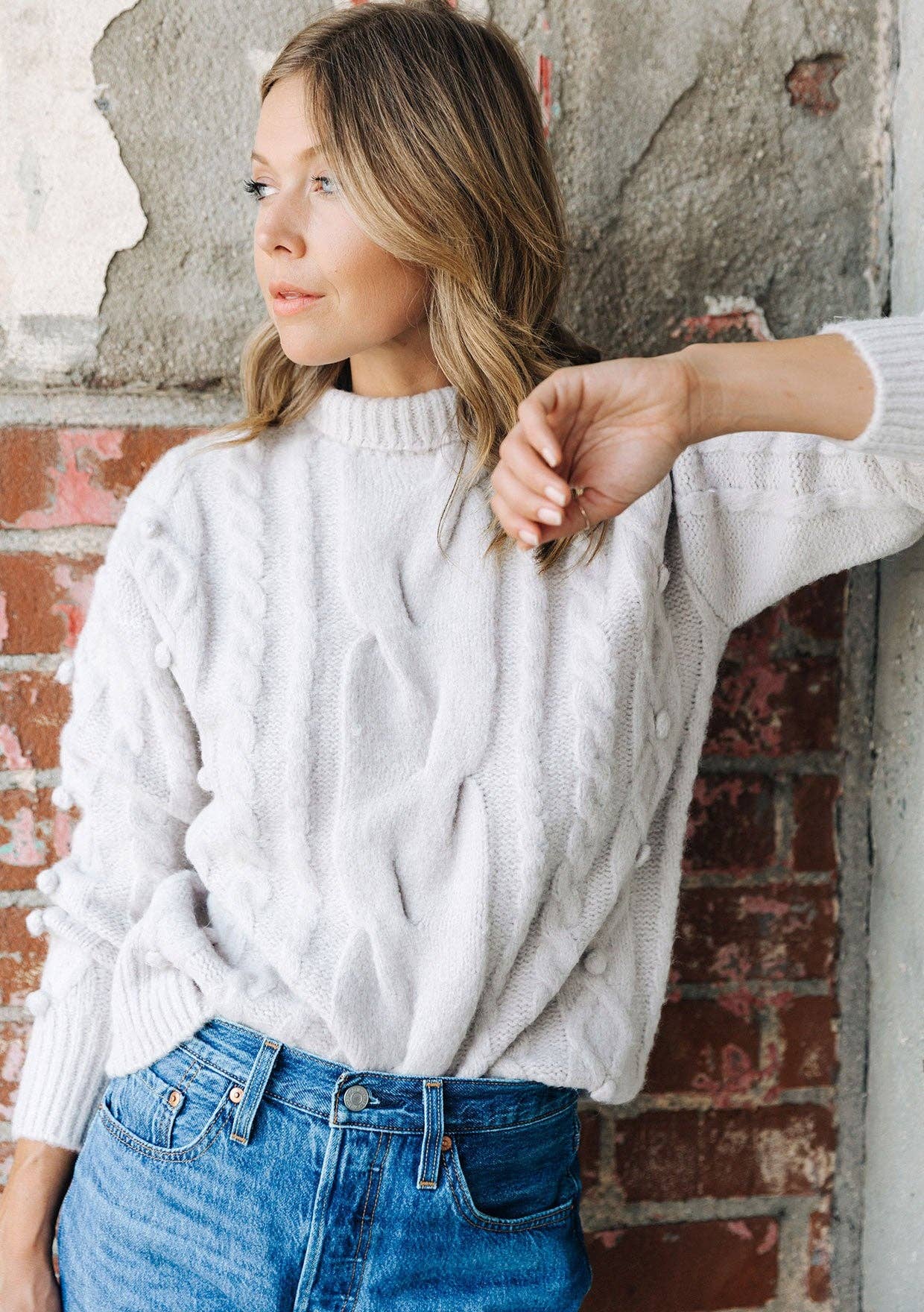 Cable Knit Mock Neck Cozy Sweater
